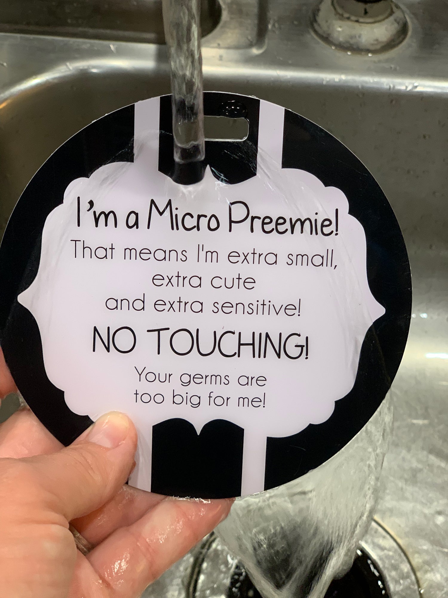 Micro Preemie No Touching Car Seat Sign Tag