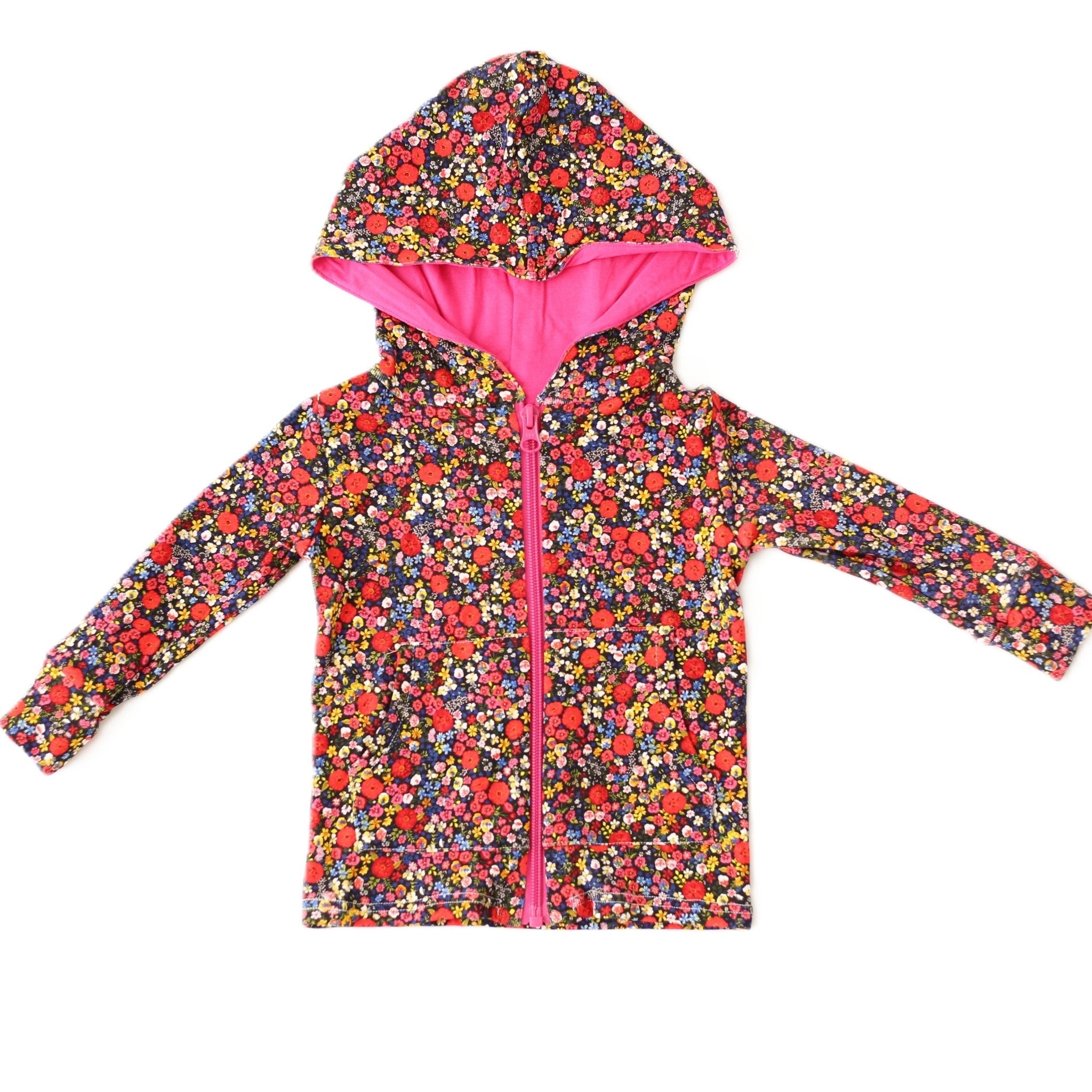 Midnight Petals Zipper Hoodie