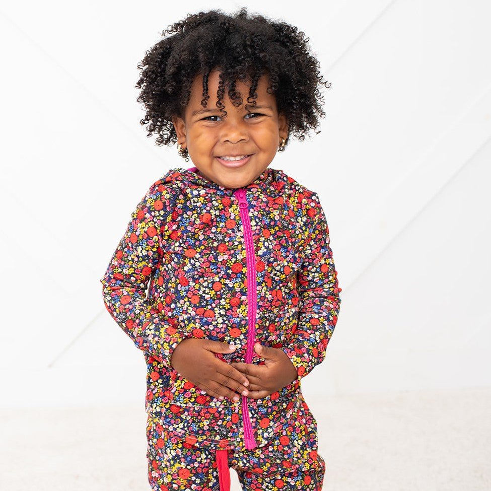 Midnight Petals Zipper Hoodie