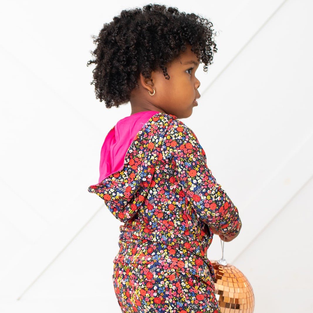 Midnight Petals Zipper Hoodie