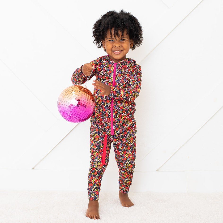 Midnight Petals Zipper Hoodie