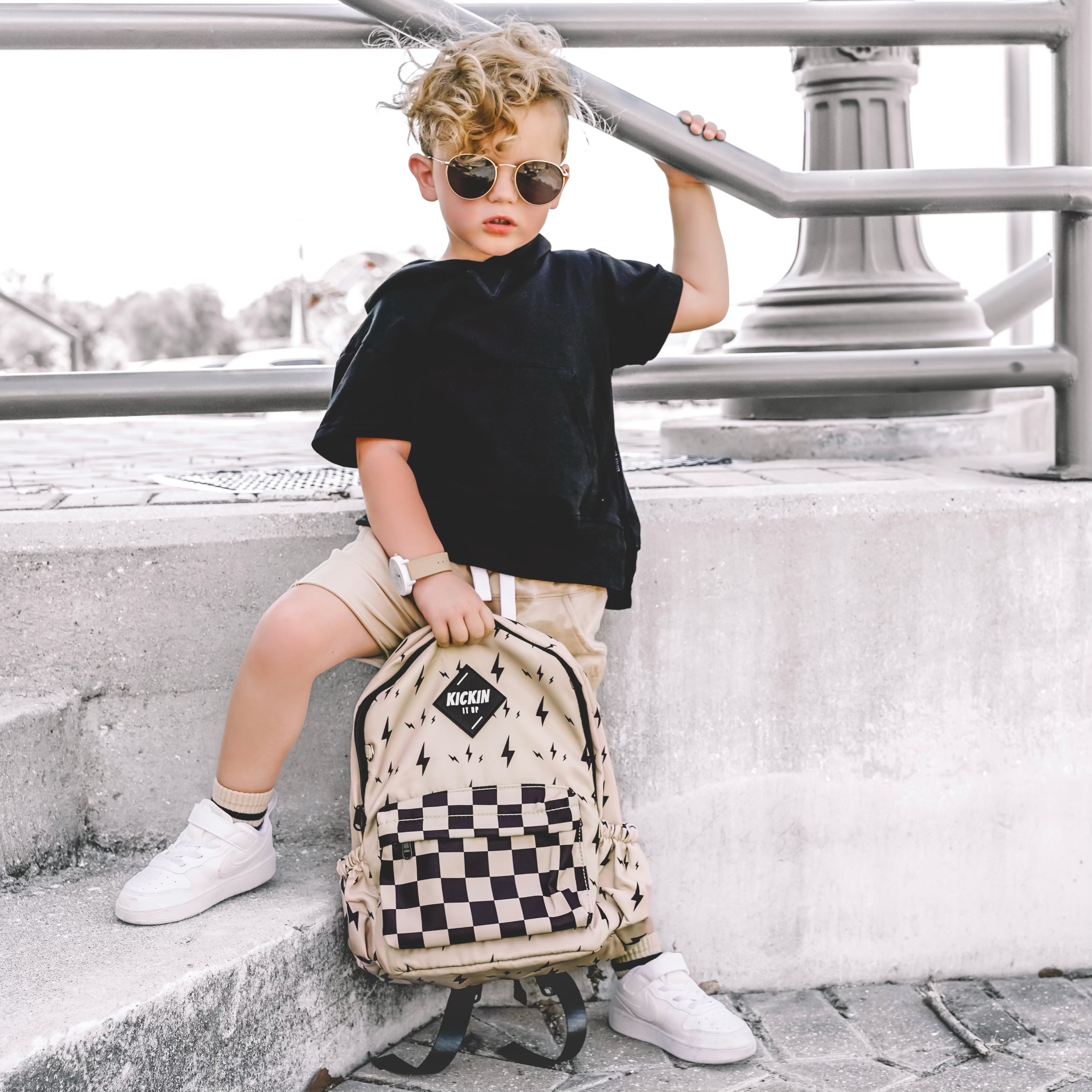 Beige Bolt Mid-size Backpack