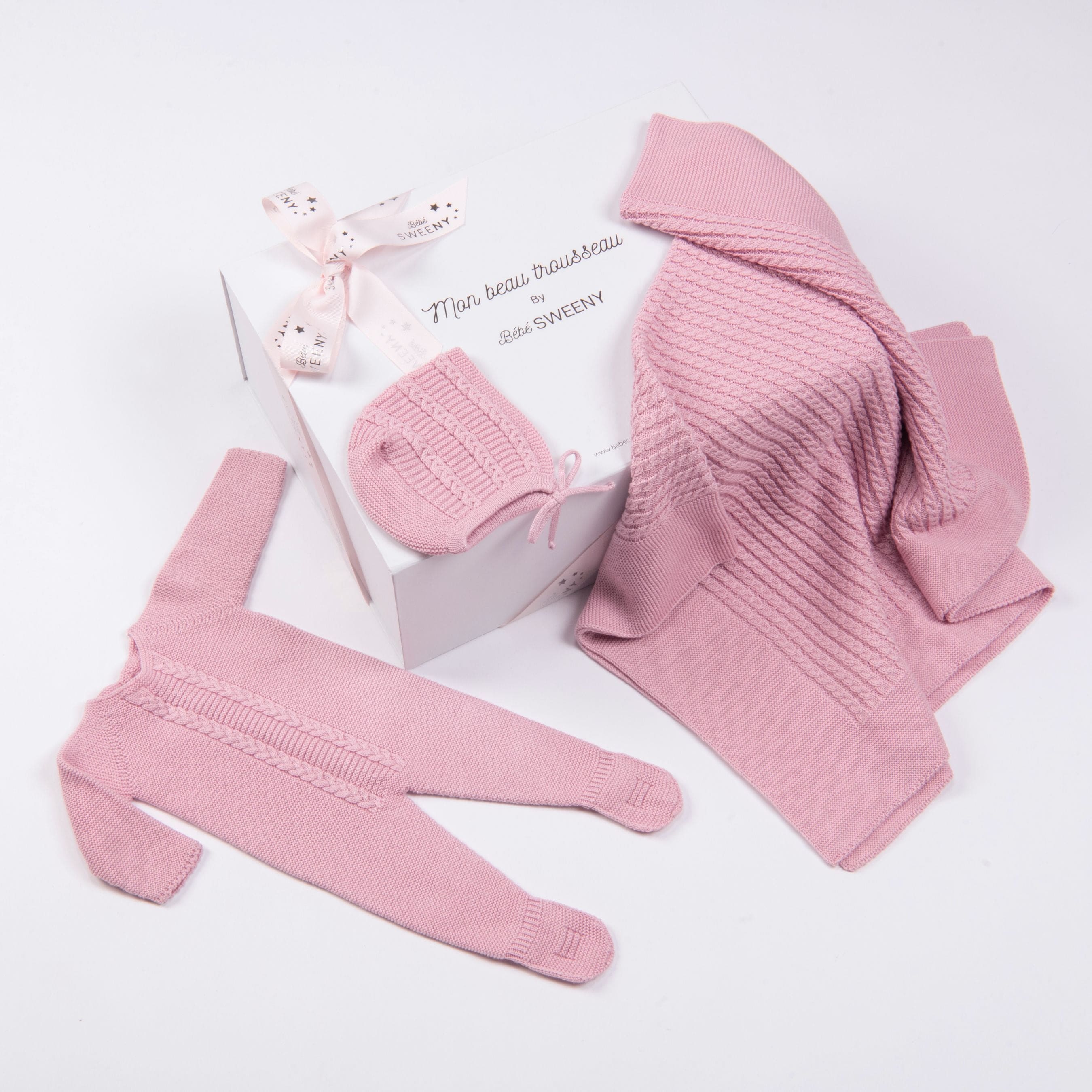 Miel | Pink Cotton Knit Babygrow Gift Set (3)