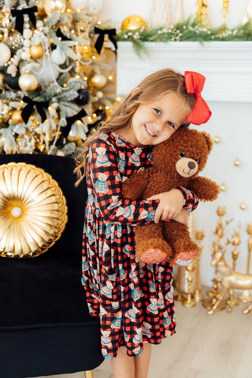 Christmas Bears L/s Pocket Twirl Dress
