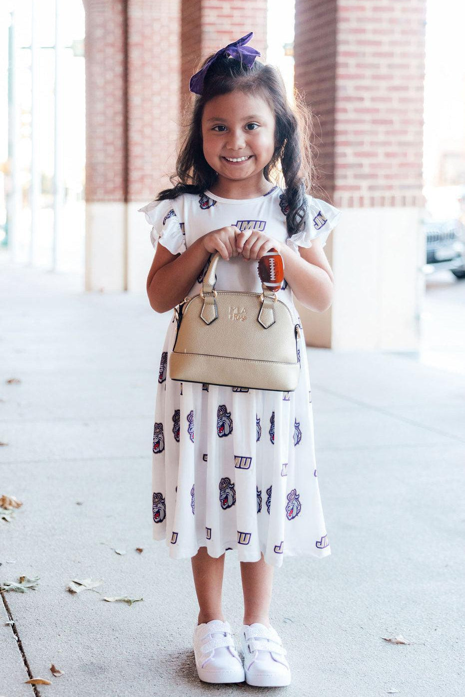 Jmu White Duke Dog Flutter Twirl Dress