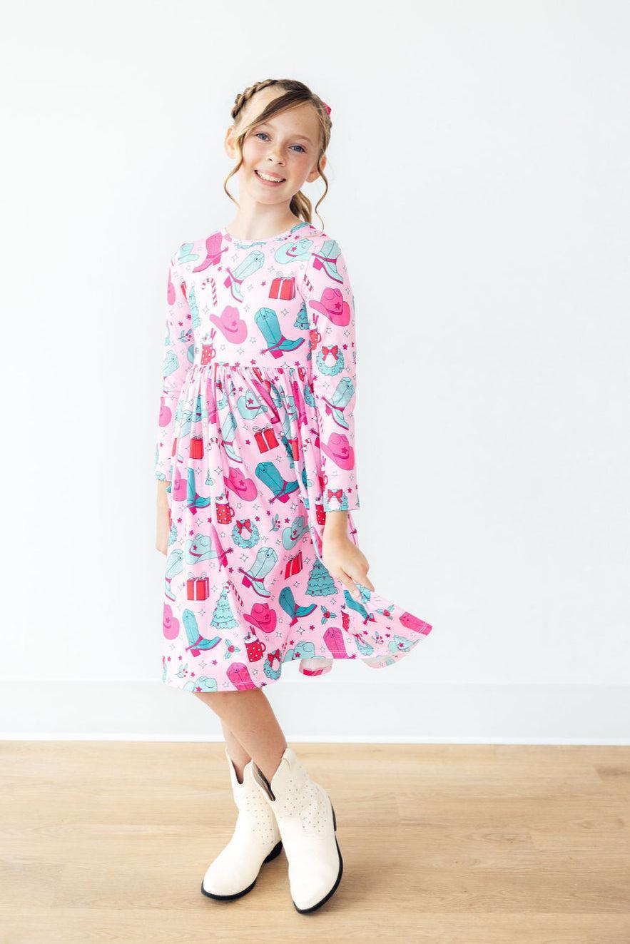 Christmas Cowgirl L/s Pocket Twirl Dress
