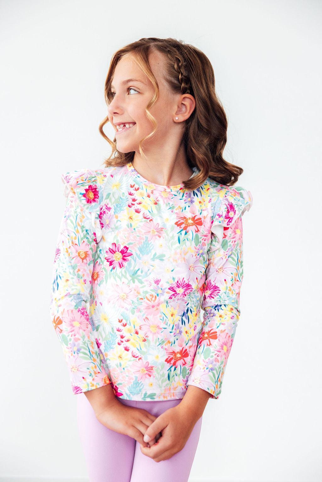 Field Of Flowers L/s Ruffle Tee