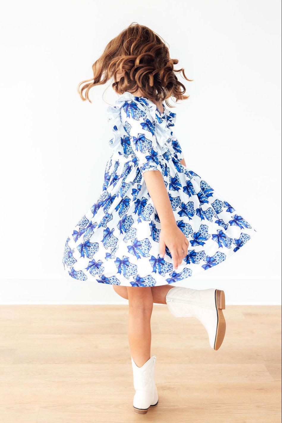Lone Star 3/4 Sleeve Ruffle Twirl Dress