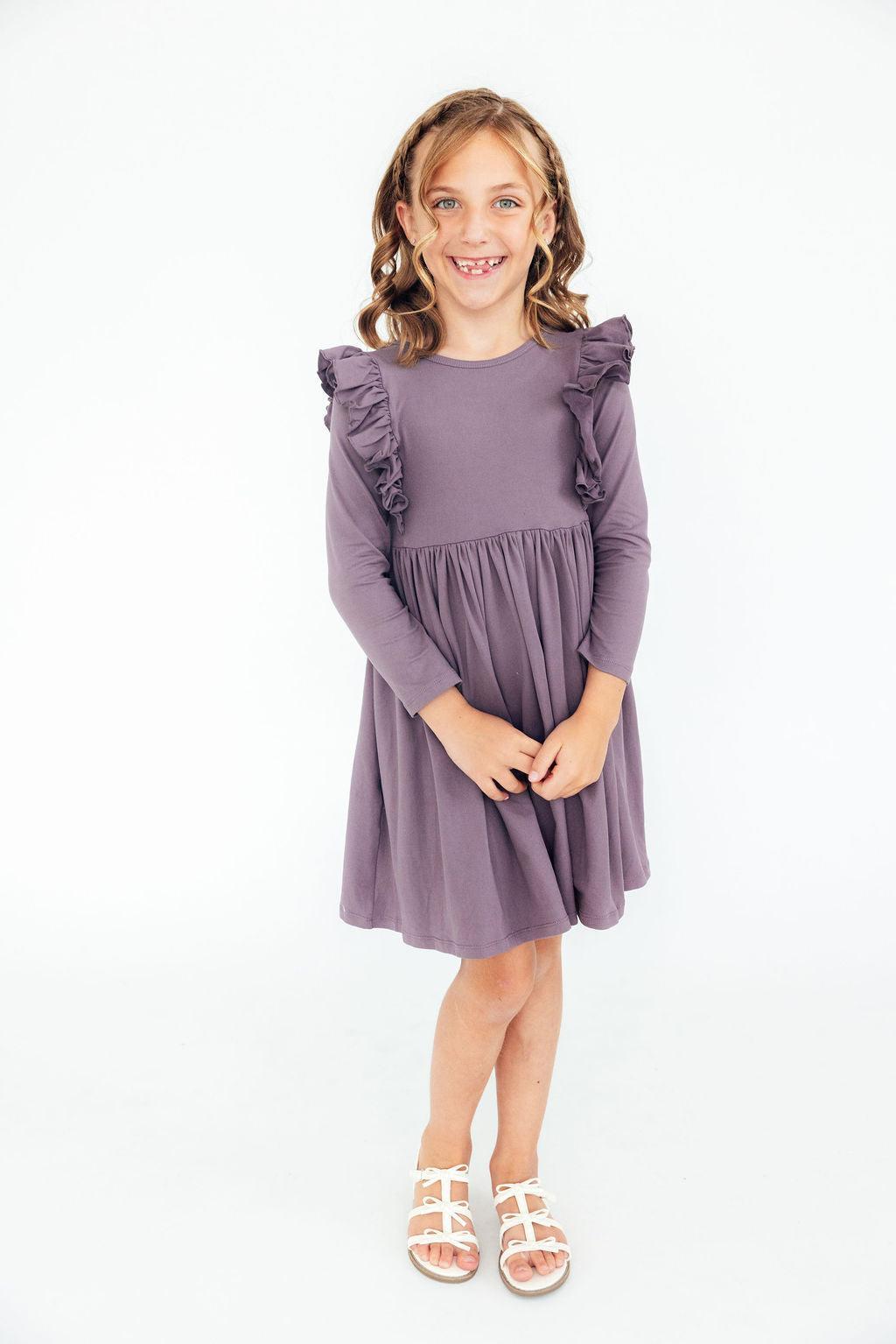 Vintage Violet L/s Ruffle Twirl Dress