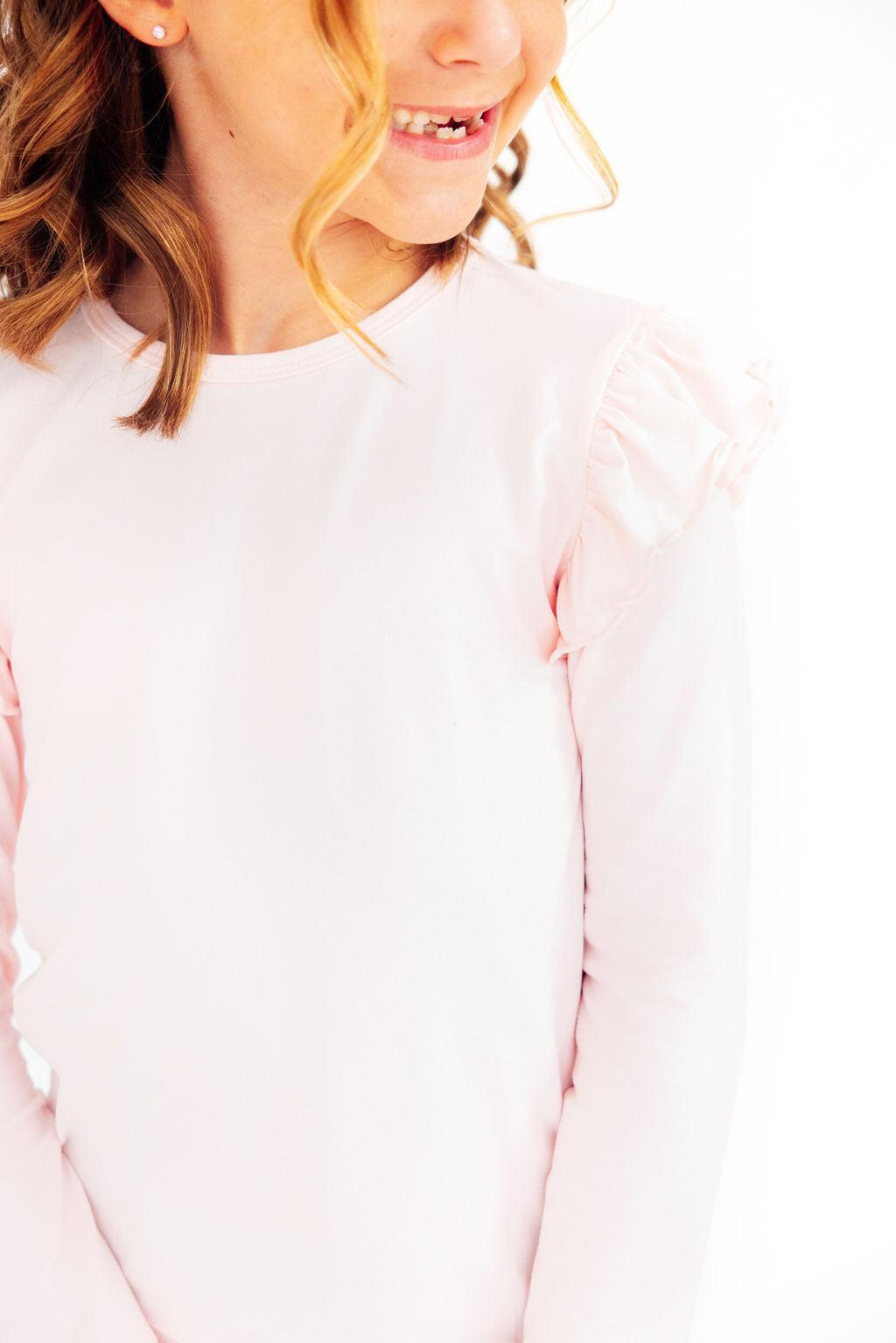 Petal Pink L/s Ruffle Tee