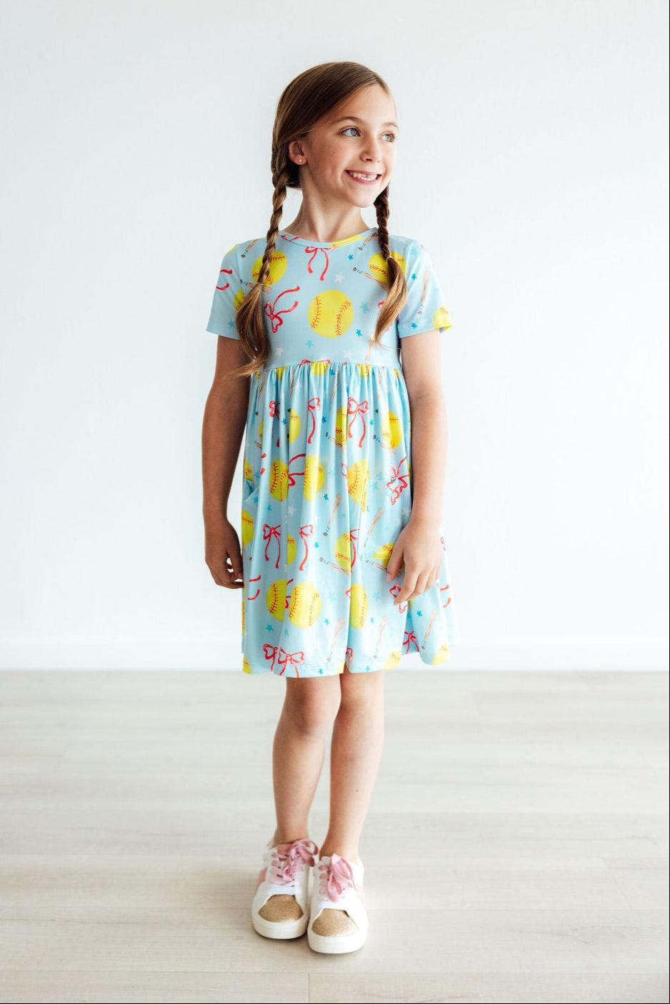 Softball Sweetie S/s Pocket Twirl Dress