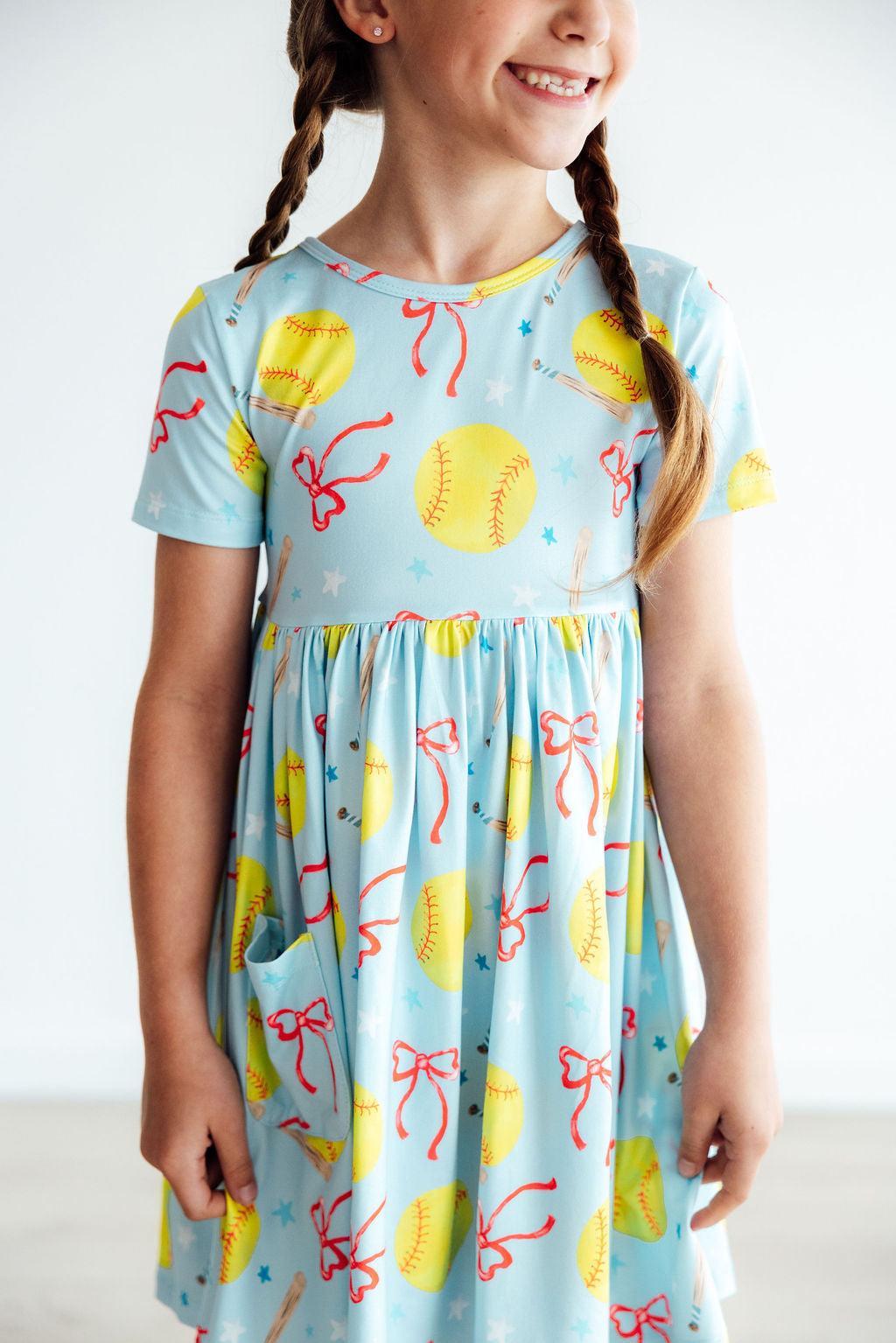 Softball Sweetie S/s Pocket Twirl Dress