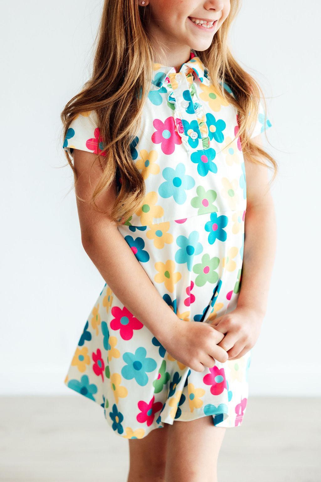 Groovy Blooms S/s Polo Dress