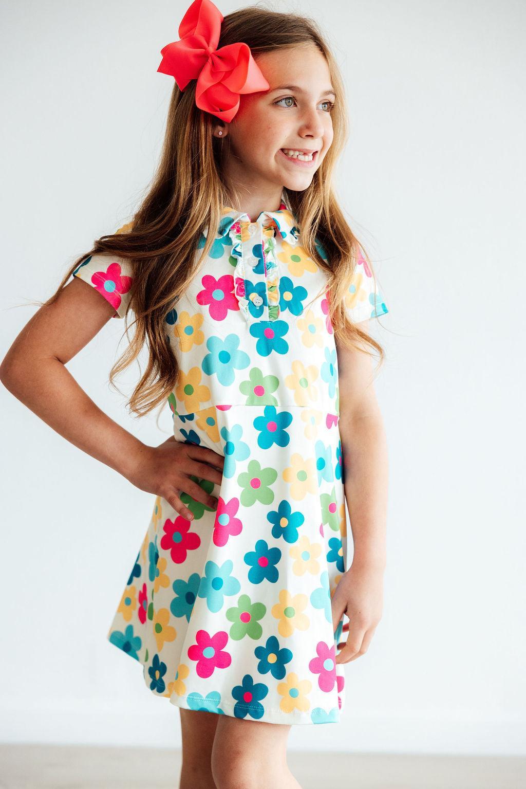 Groovy Blooms S/s Polo Dress