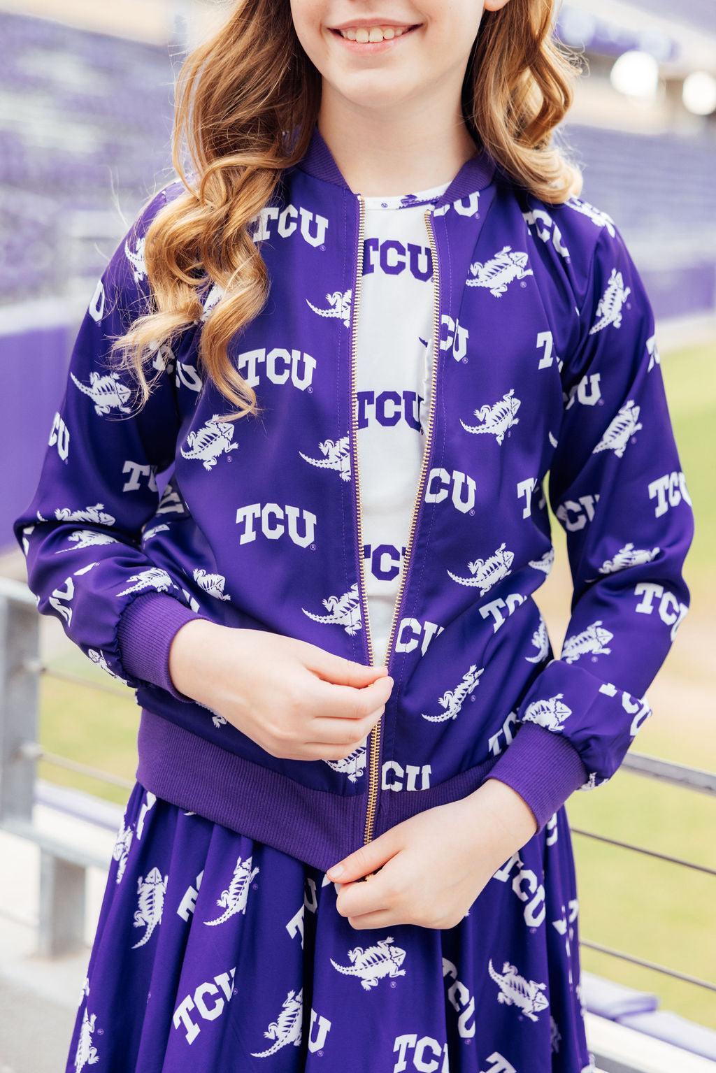 Tcu Purple Frog Satin Jacket