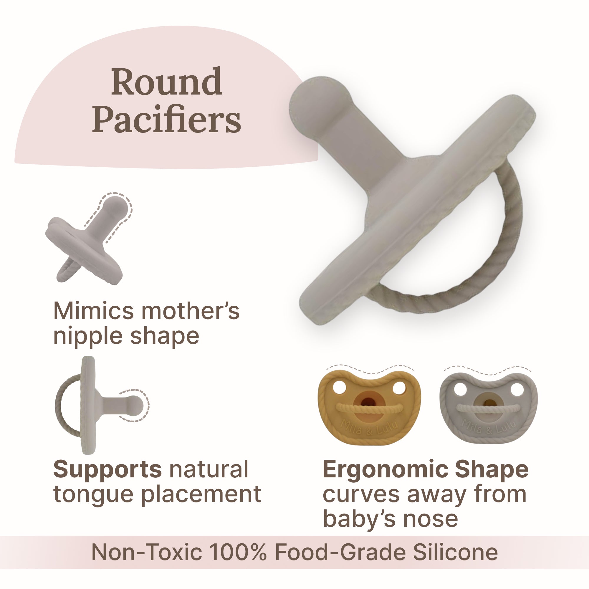 Round Shape Silicone Pacifiers (set Of 2)