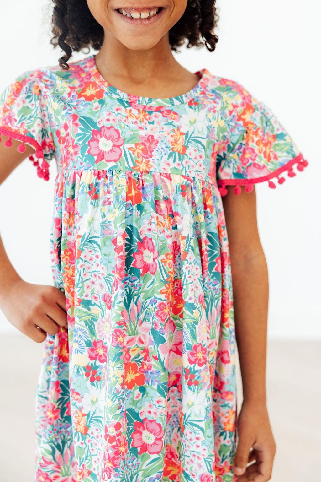 Preppy Petals Pom Pom Dress