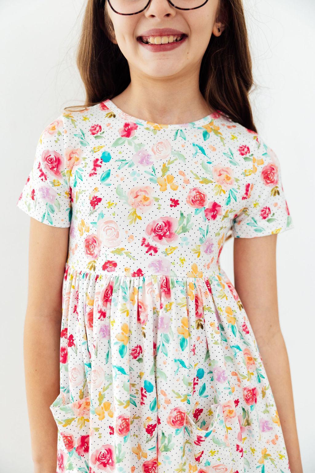 Painted Posies S/s Pocket Twirl Dress