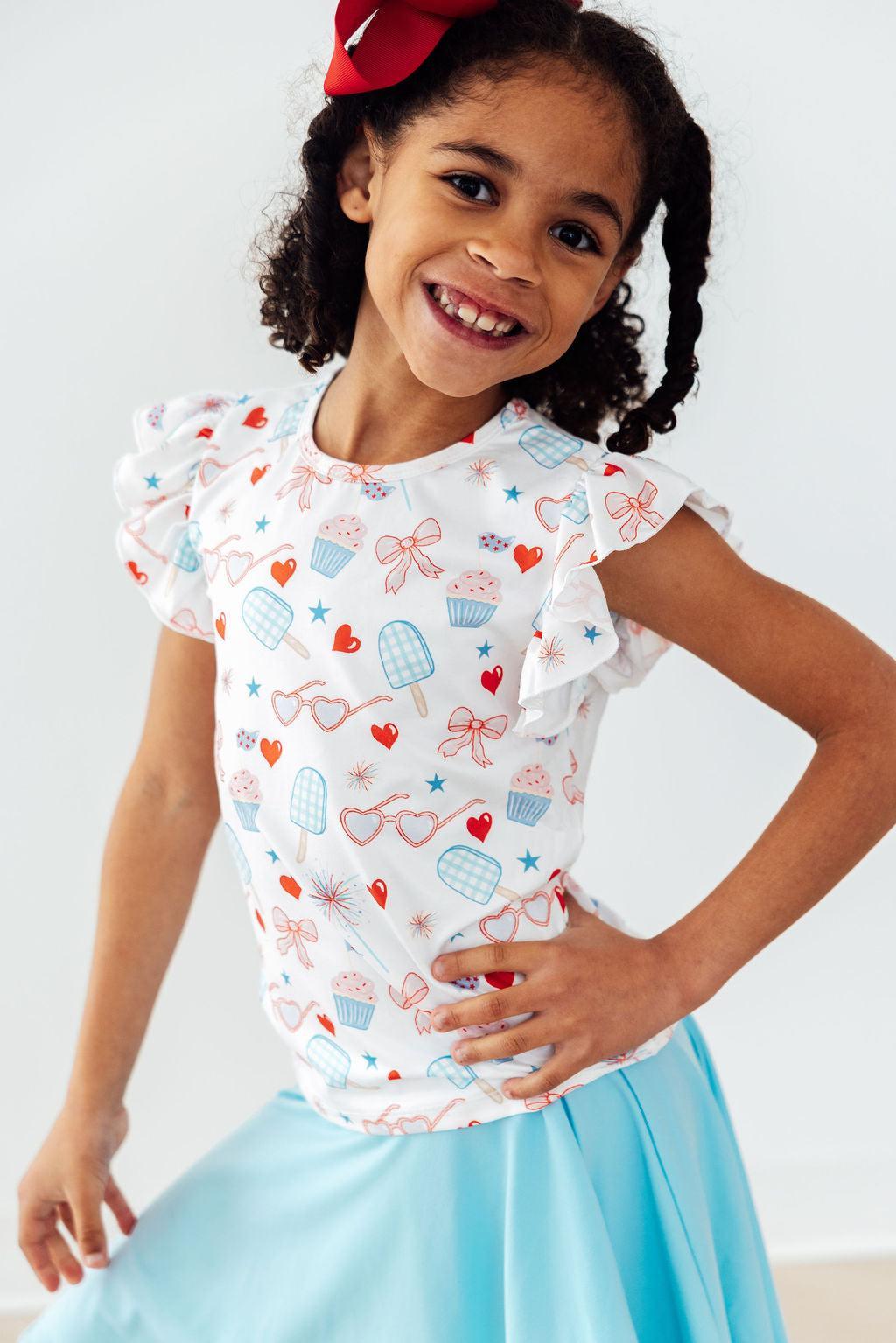 Red, White, & Sweet S/s Ruffle Tee