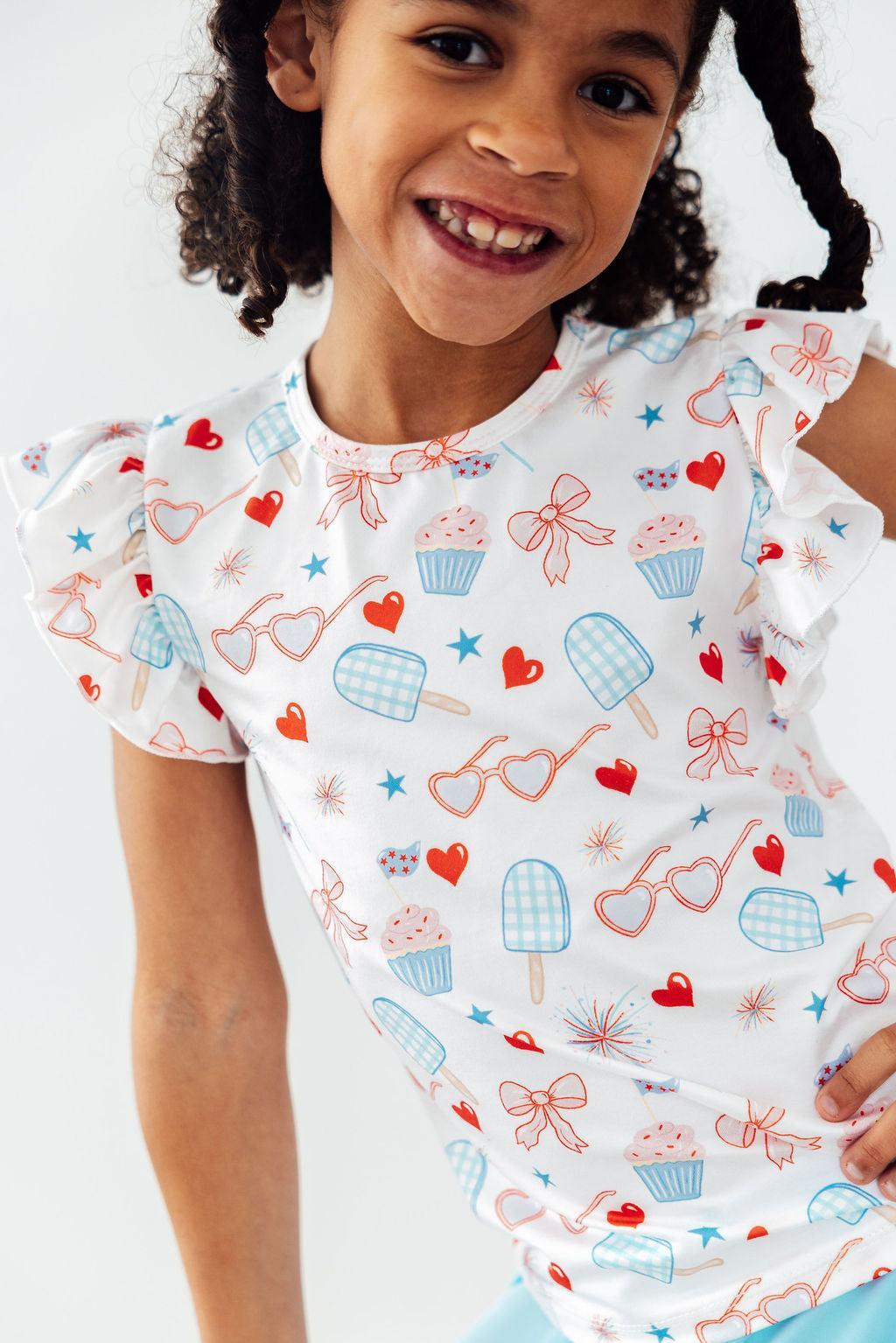 Red, White, & Sweet S/s Ruffle Tee