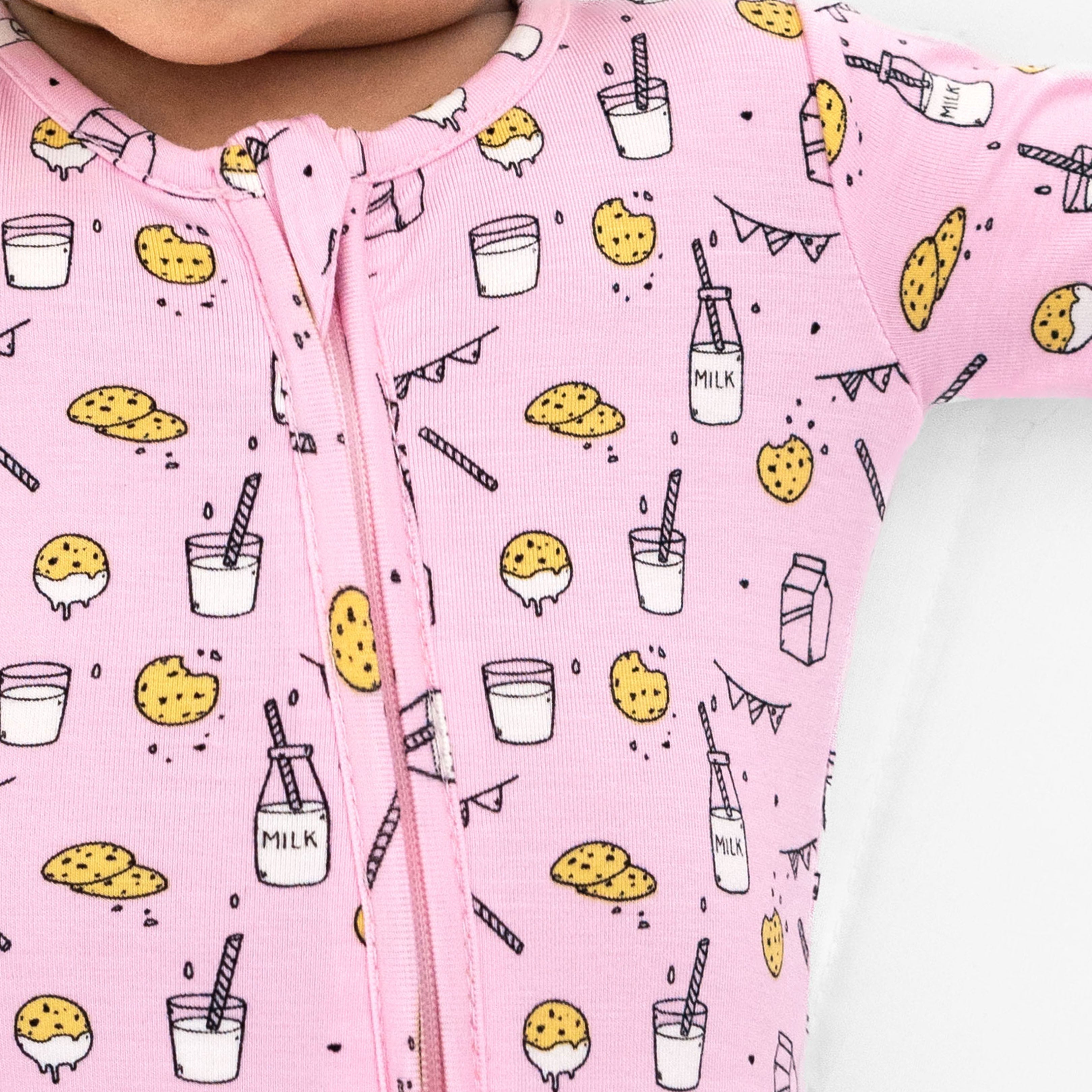 Milk And Cookies Pink Bamboo Convertible Footie