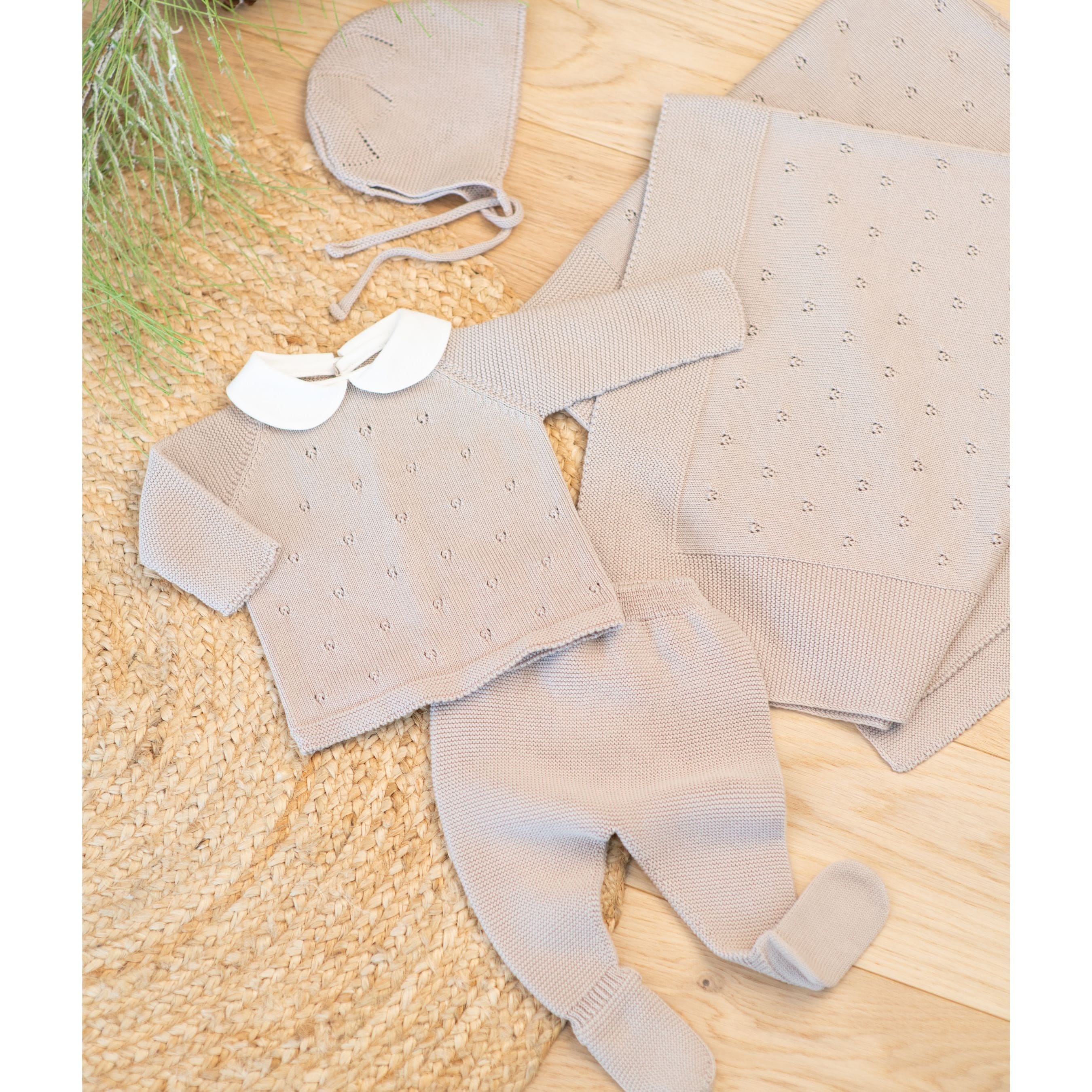 Milou | Baby Beige Cotton Knit Set (4)