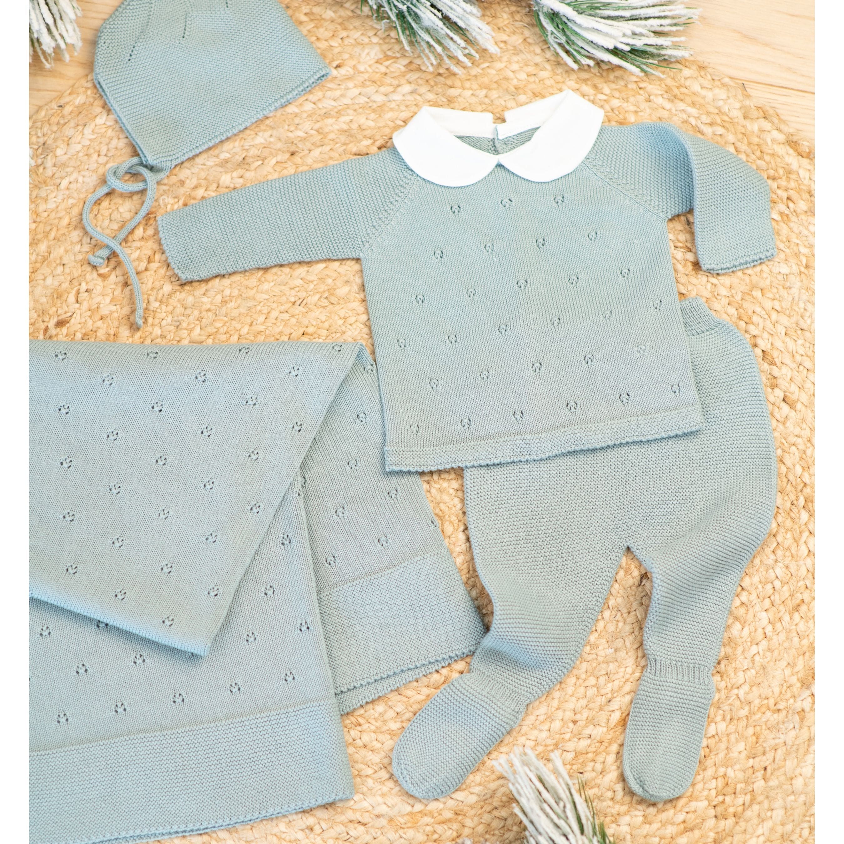 Milou | Baby Green Cotton Knit Set (4)