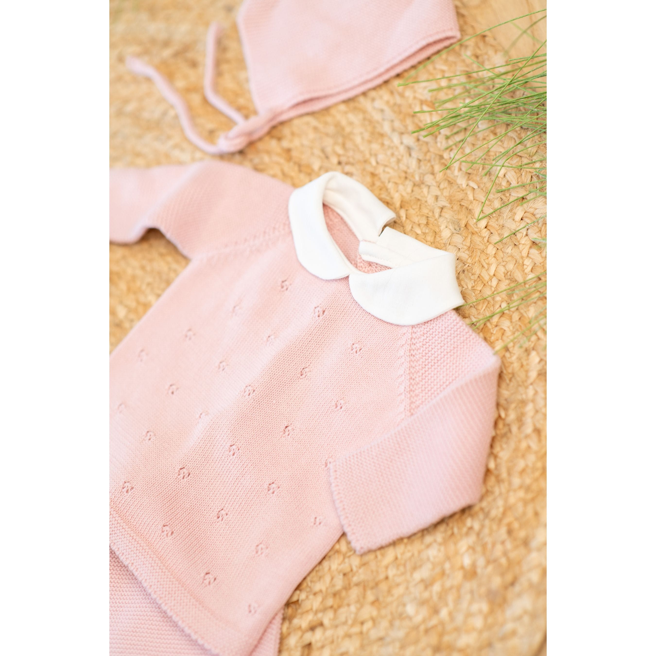 Milou | Baby Girls Pink Cotton Knit Set (4)