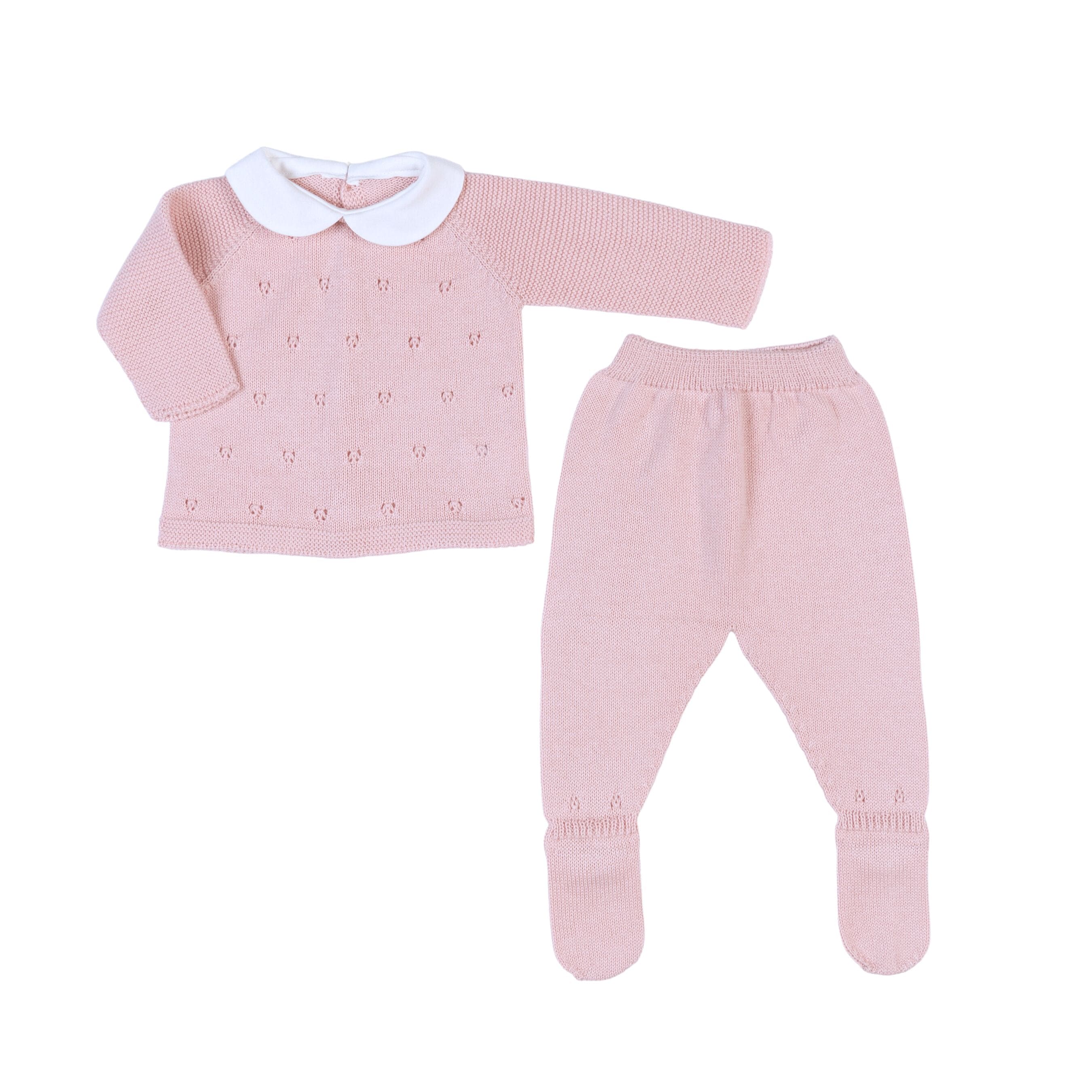 Milou | Girls Pink Cotton Knit 2 Piece All-in-one Set