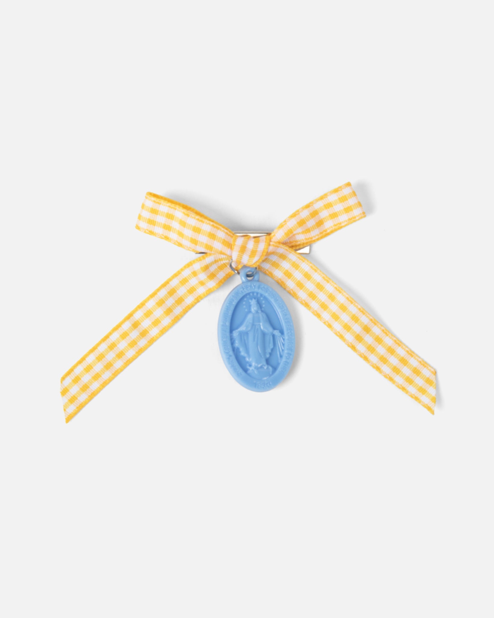 Miraculous Medal Yellow Gingham Petite Bow