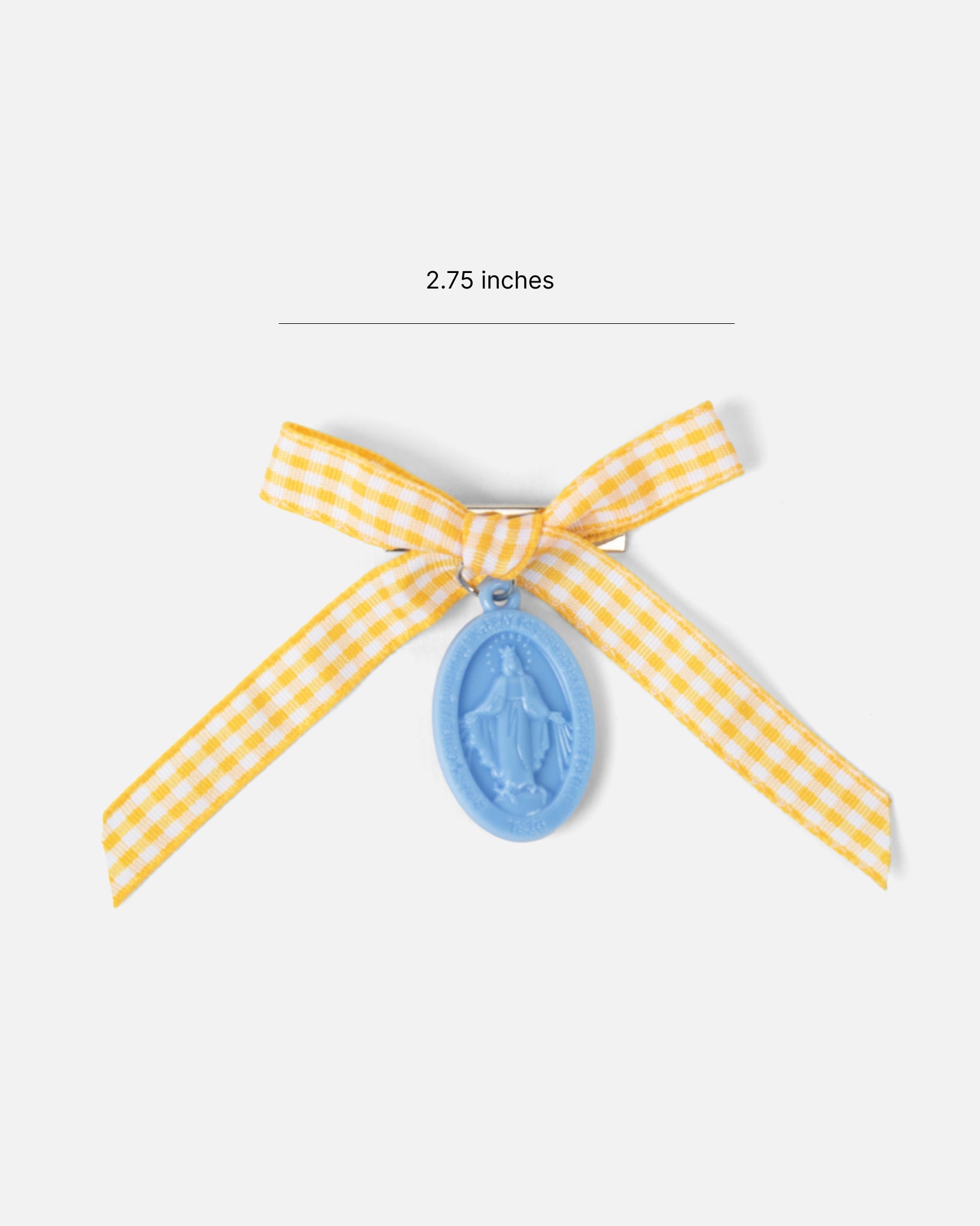 Miraculous Medal Yellow Gingham Petite Bow