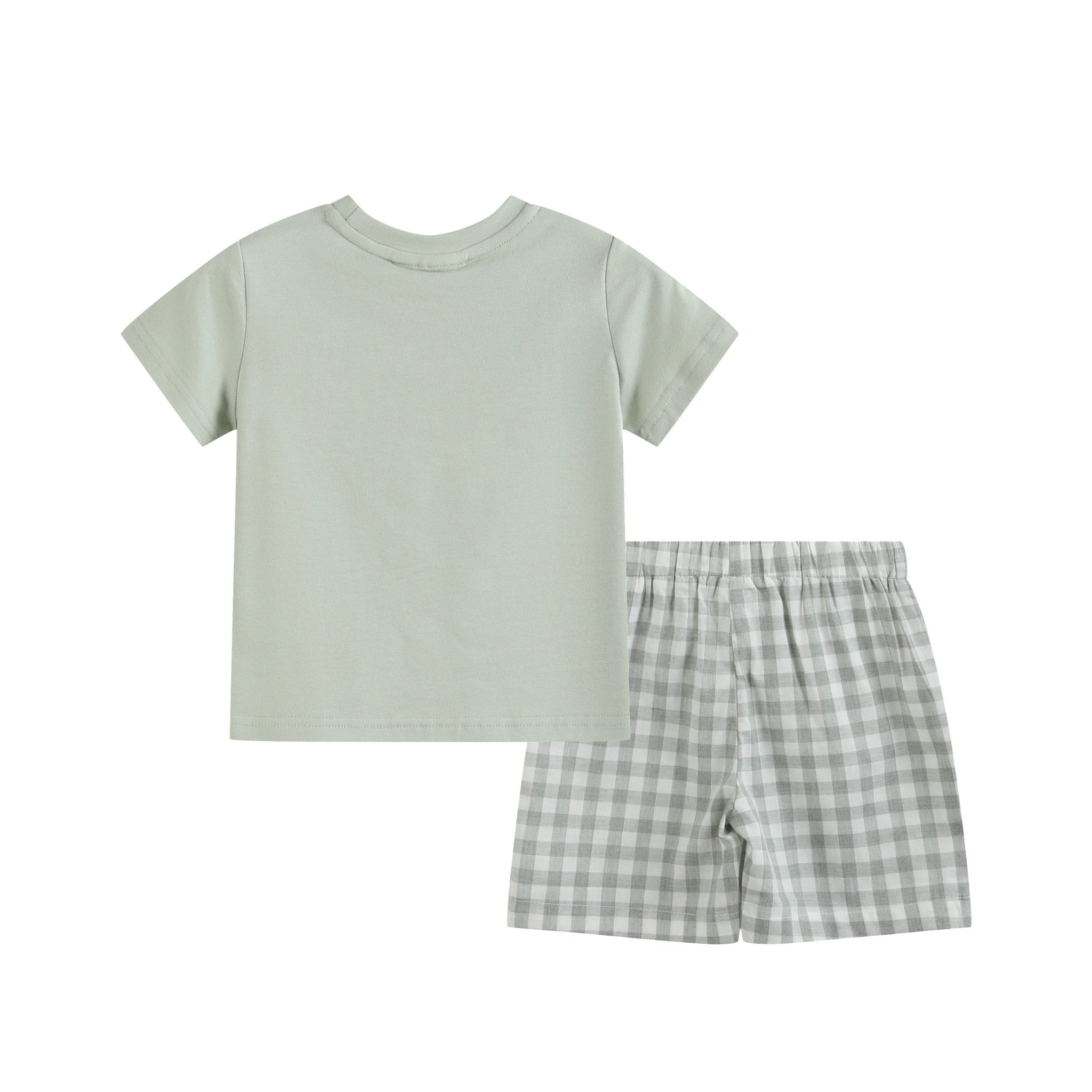 Misty Blue Big Brother Smocked Shirt And Shorts Set