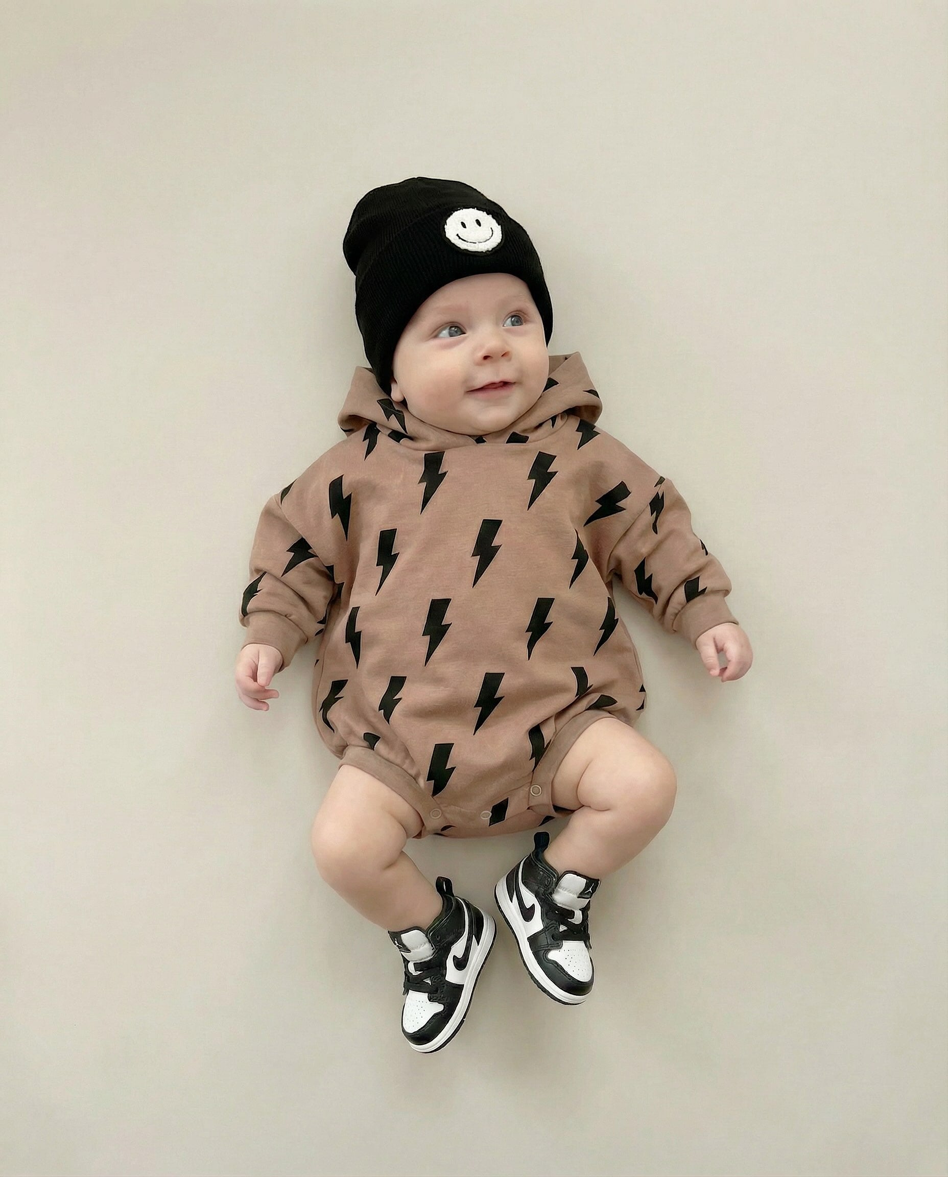 Hooded Bubble Romper | Mocha Bolts