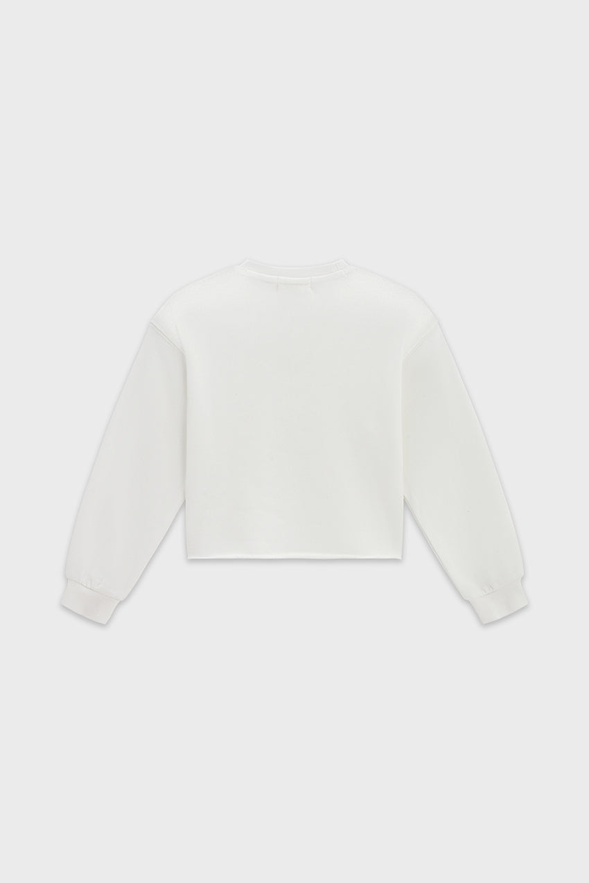 Cotton Mock Neck Cropped Sweatshirt