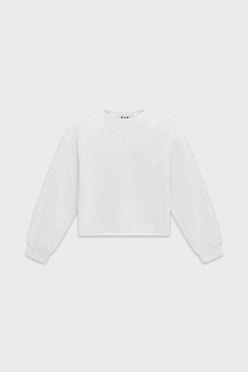 Cotton Mock Neck Cropped Sweatshirt
