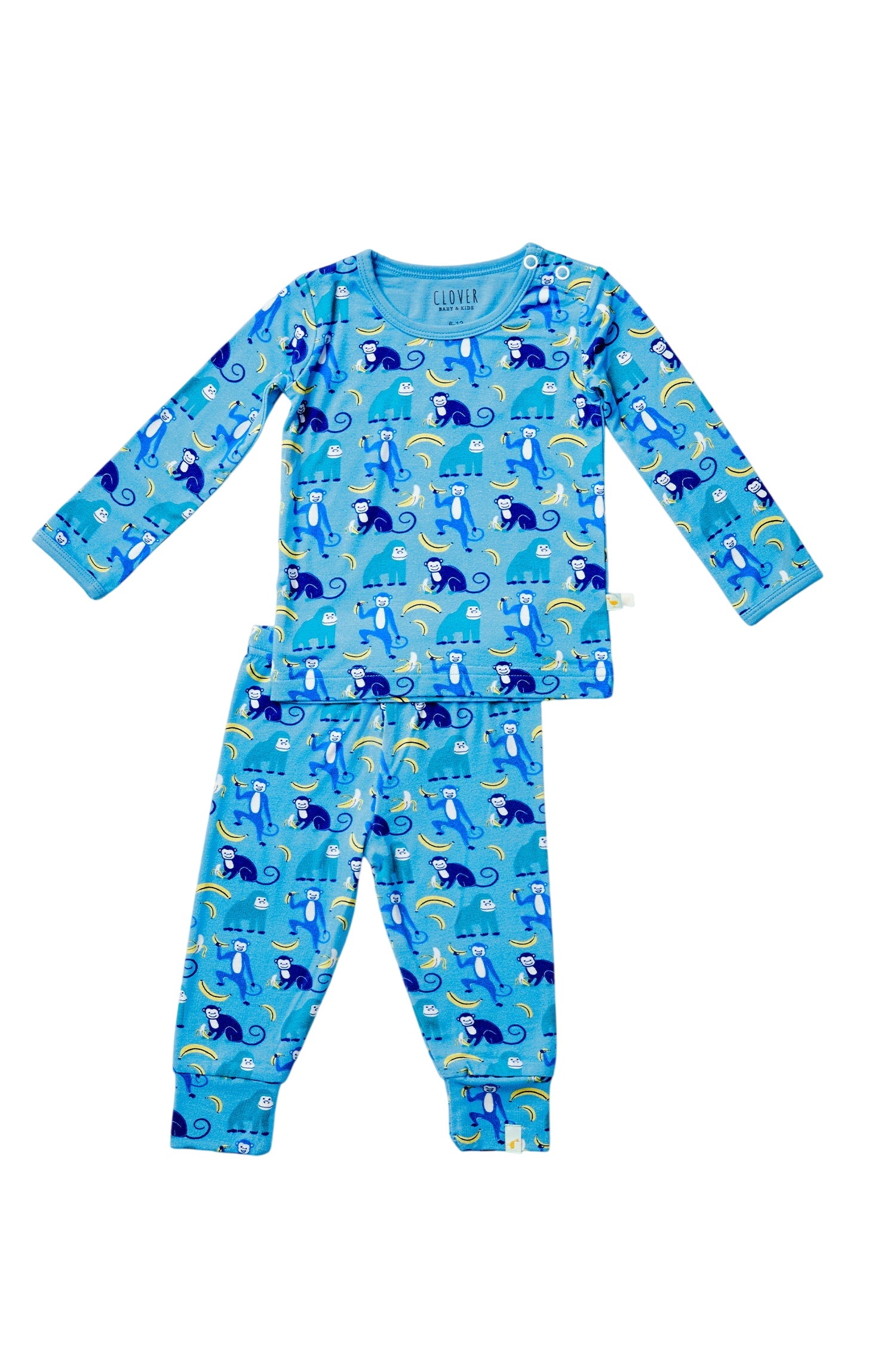 Long Sleeve Pajama Set - Monkeying Around Blue