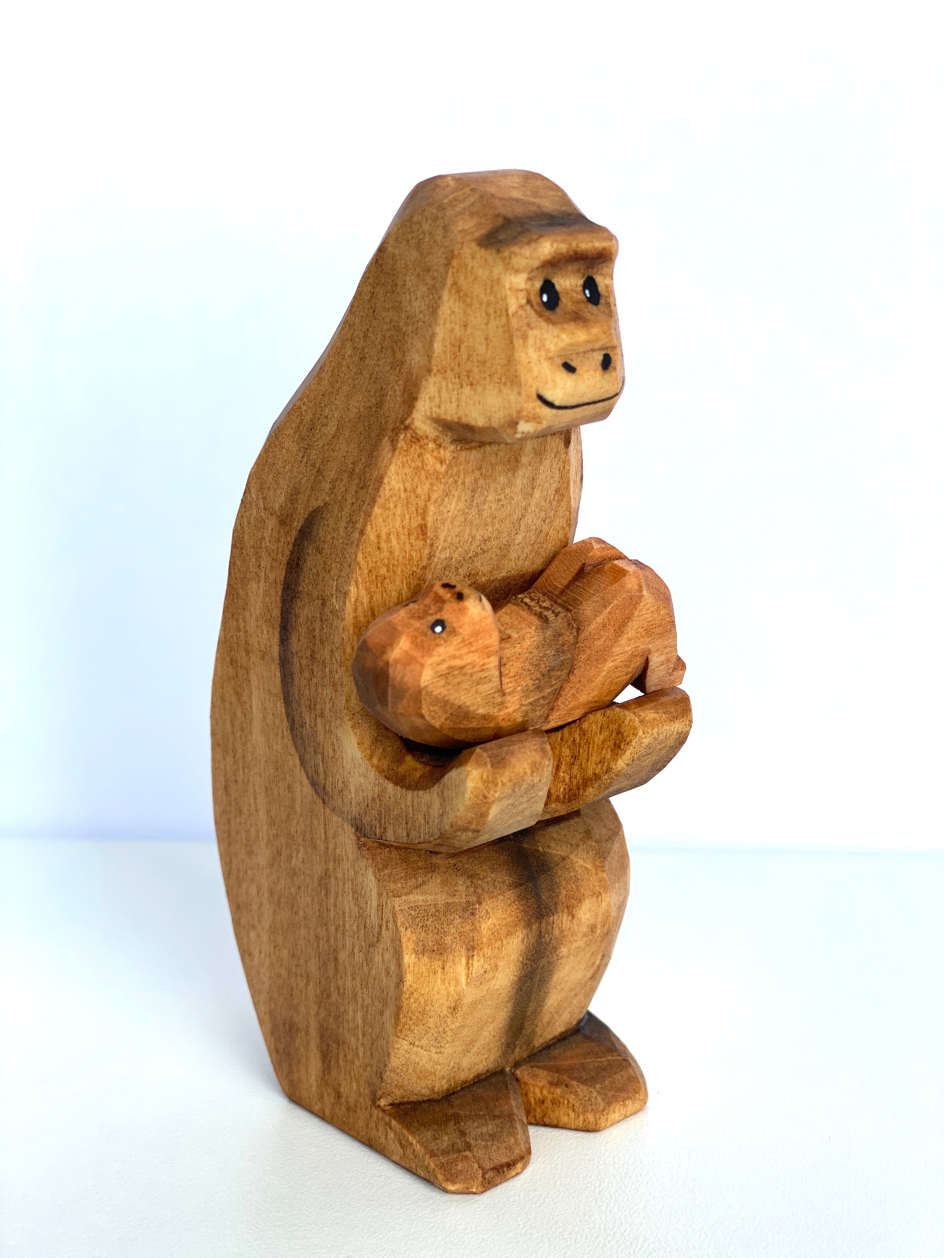 Wooden Monkey With The Baby