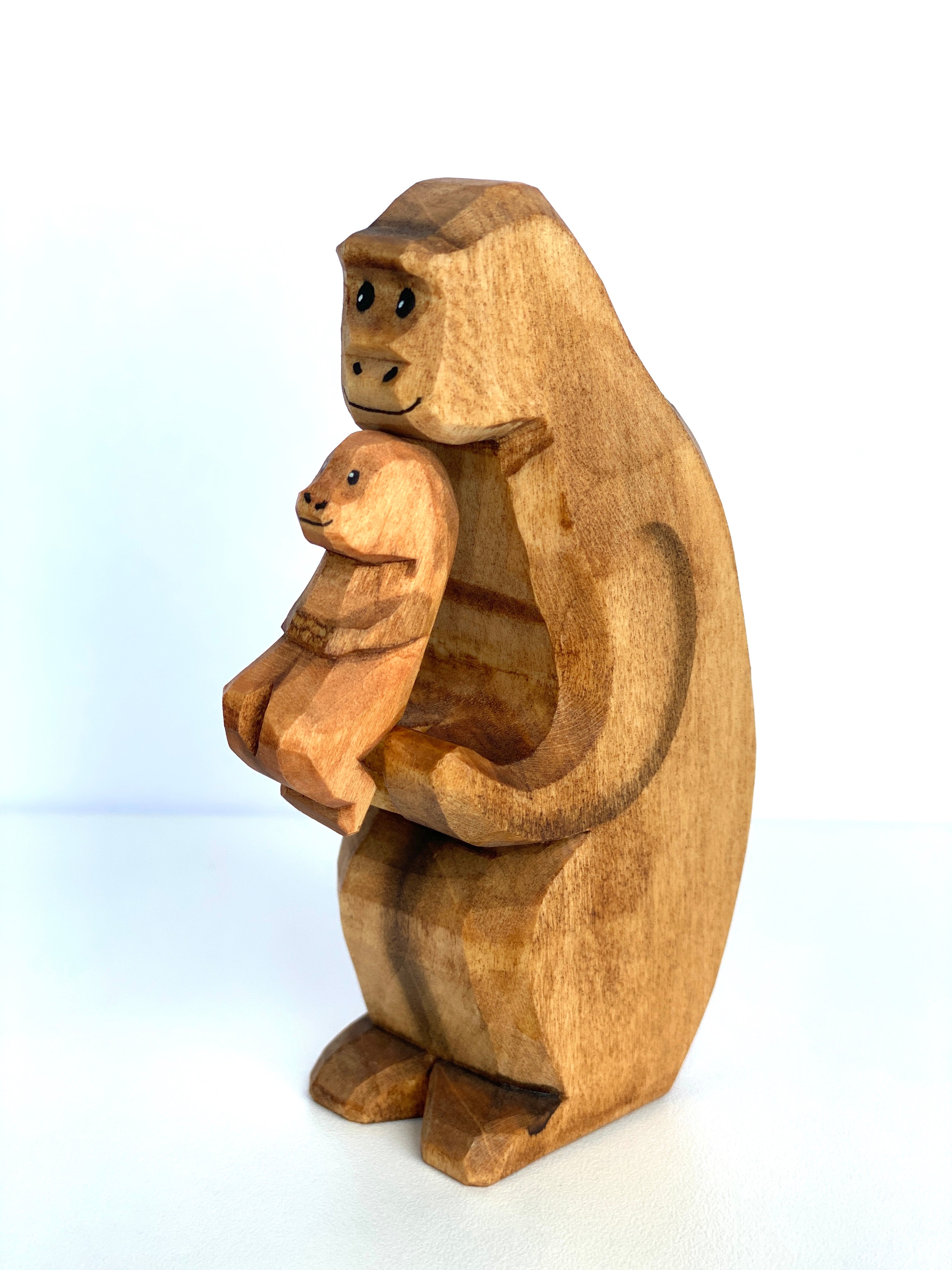 Wooden Monkey With The Baby