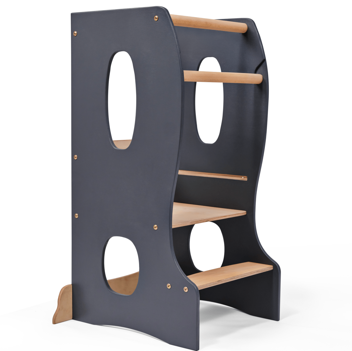 Stable Montessori Learning Tower: Wooden Growing Chair - Grey