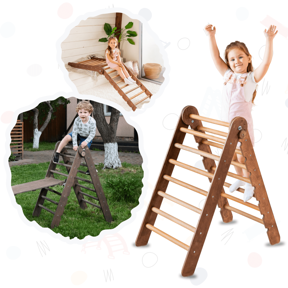 Montessori Triangle Ladder - Handmade Climber For Kids 1-7 Y.o.