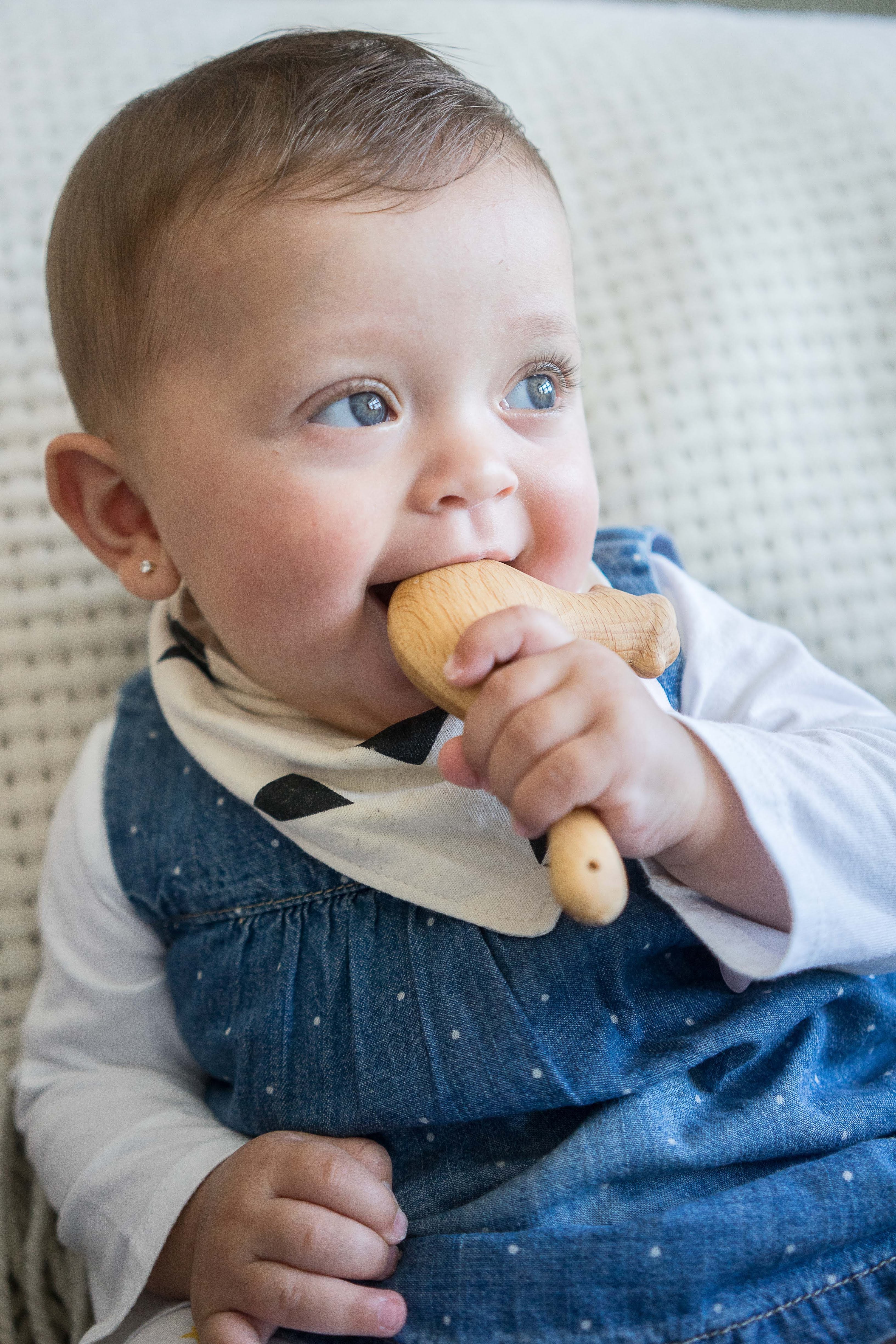 Organic Wooden Rattle Toy Chicken