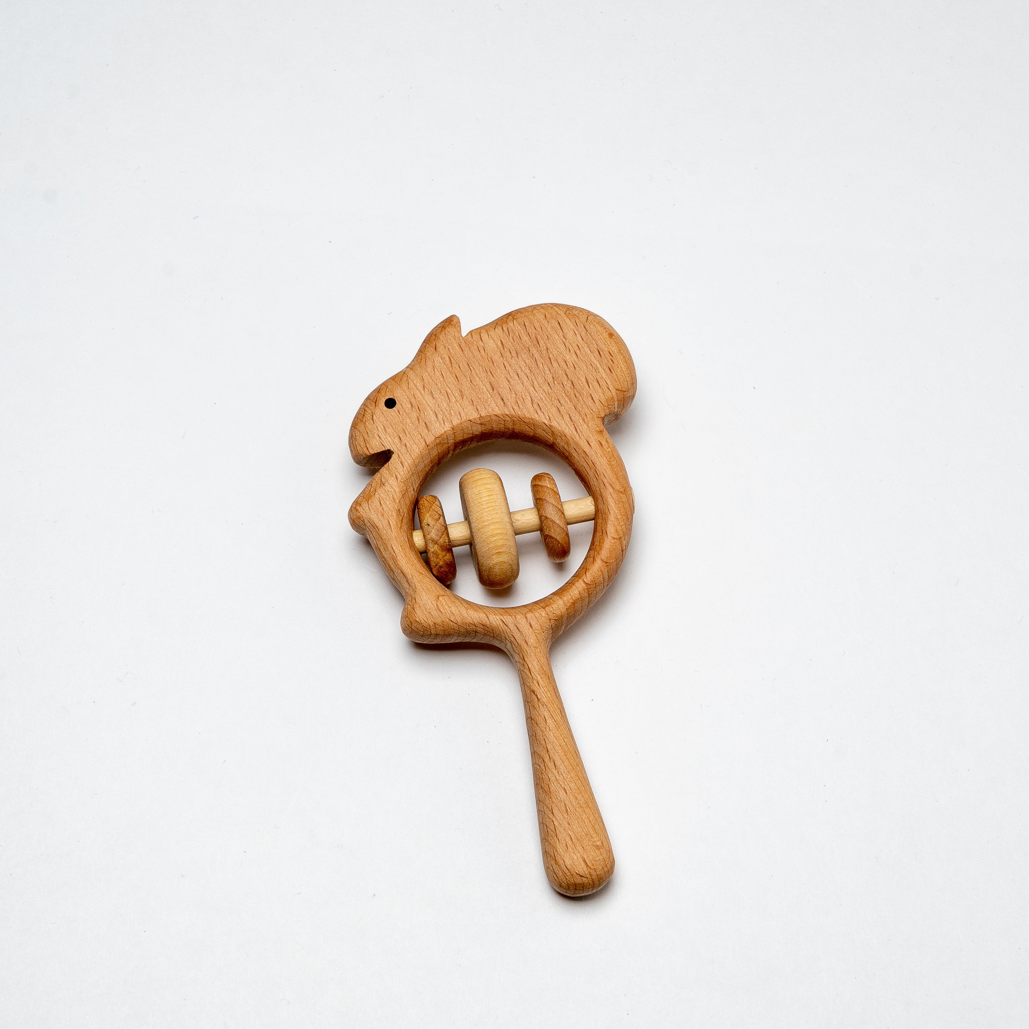 Organic Wooden Rattle Toy Squirrel