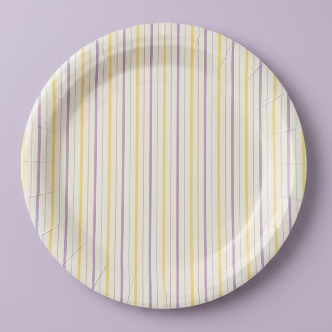 Multicolor Fine Stripes Plates (set Of 8)