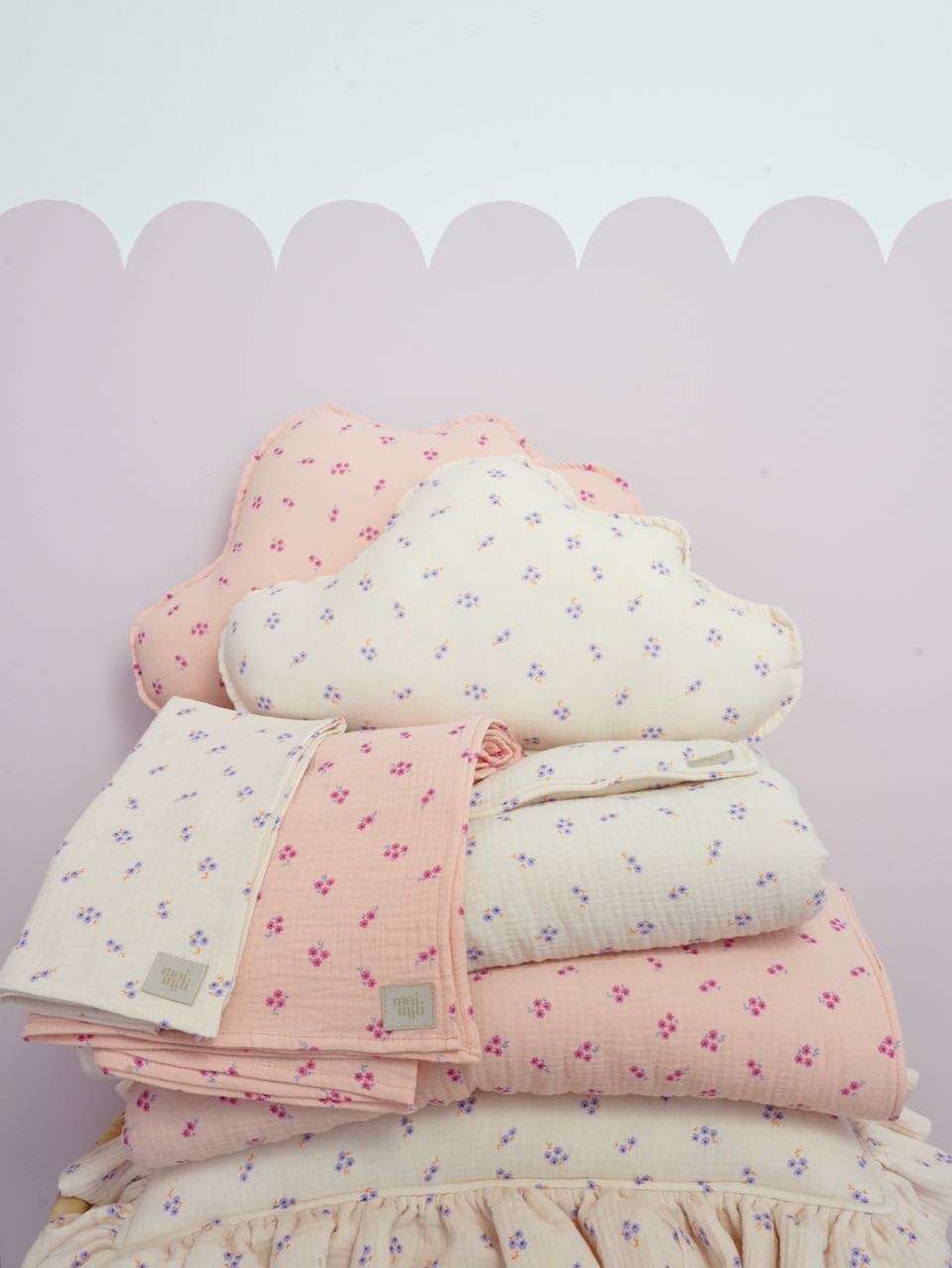 Pink And Purple Forget-me-not - Muslin Nappies (set Of 2)