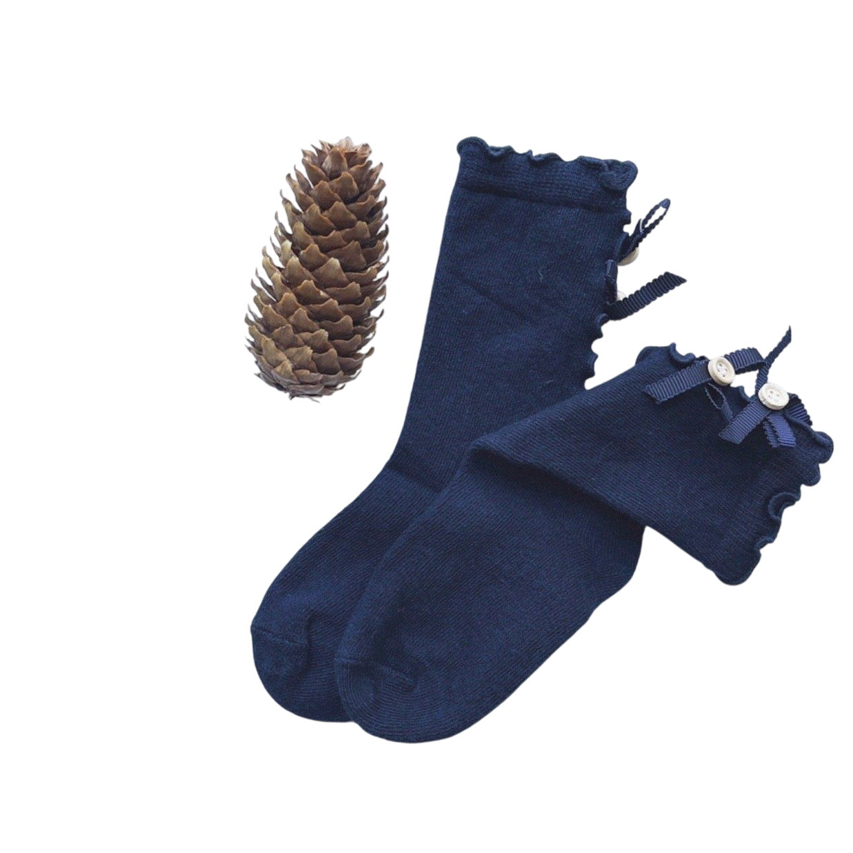 Navy Button Socks