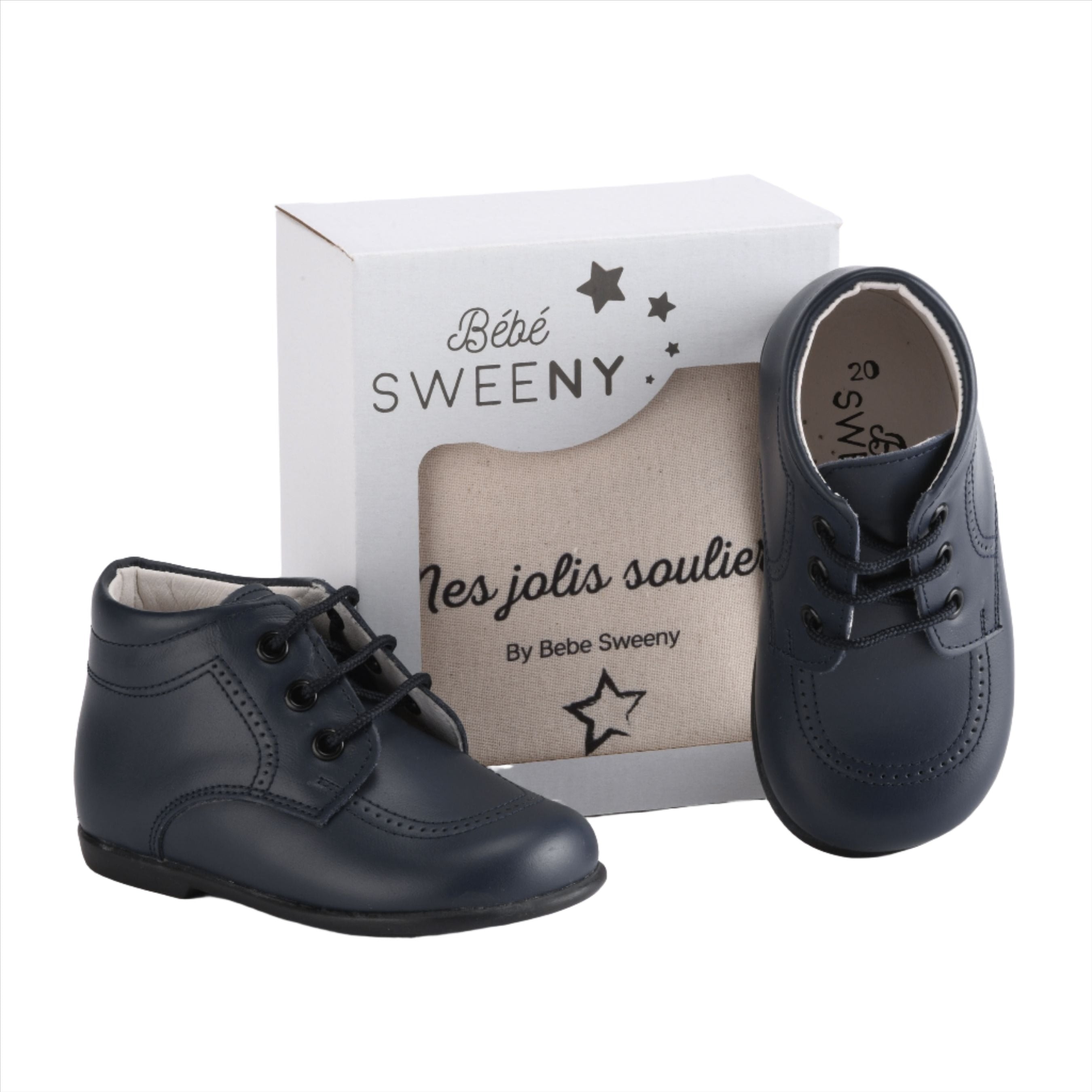 Boys Navy Blue Leather Walker Shoes