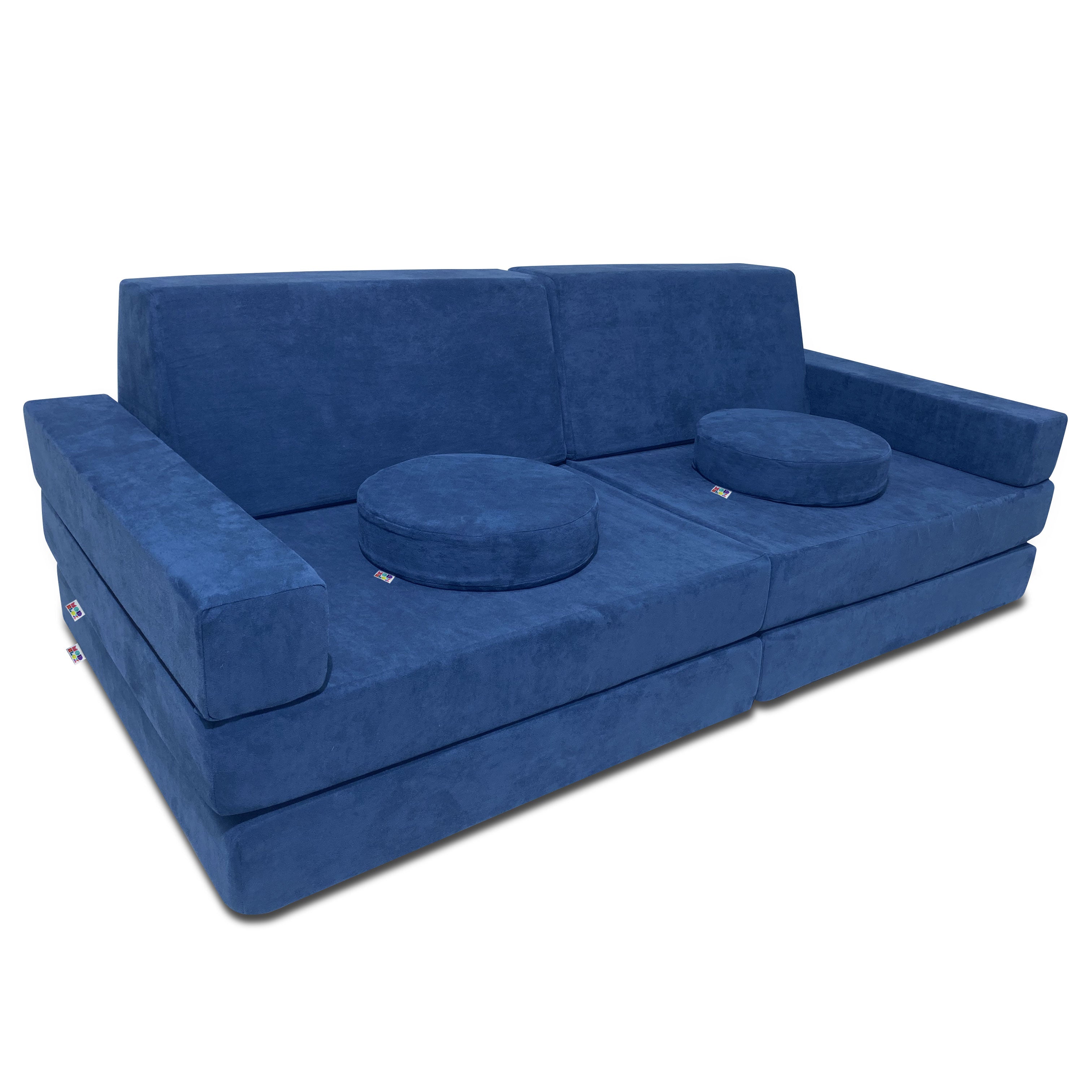 10 Piece Large Soft Furniture Playset Modular Microsuede Foam Play Couch For Creative Kids