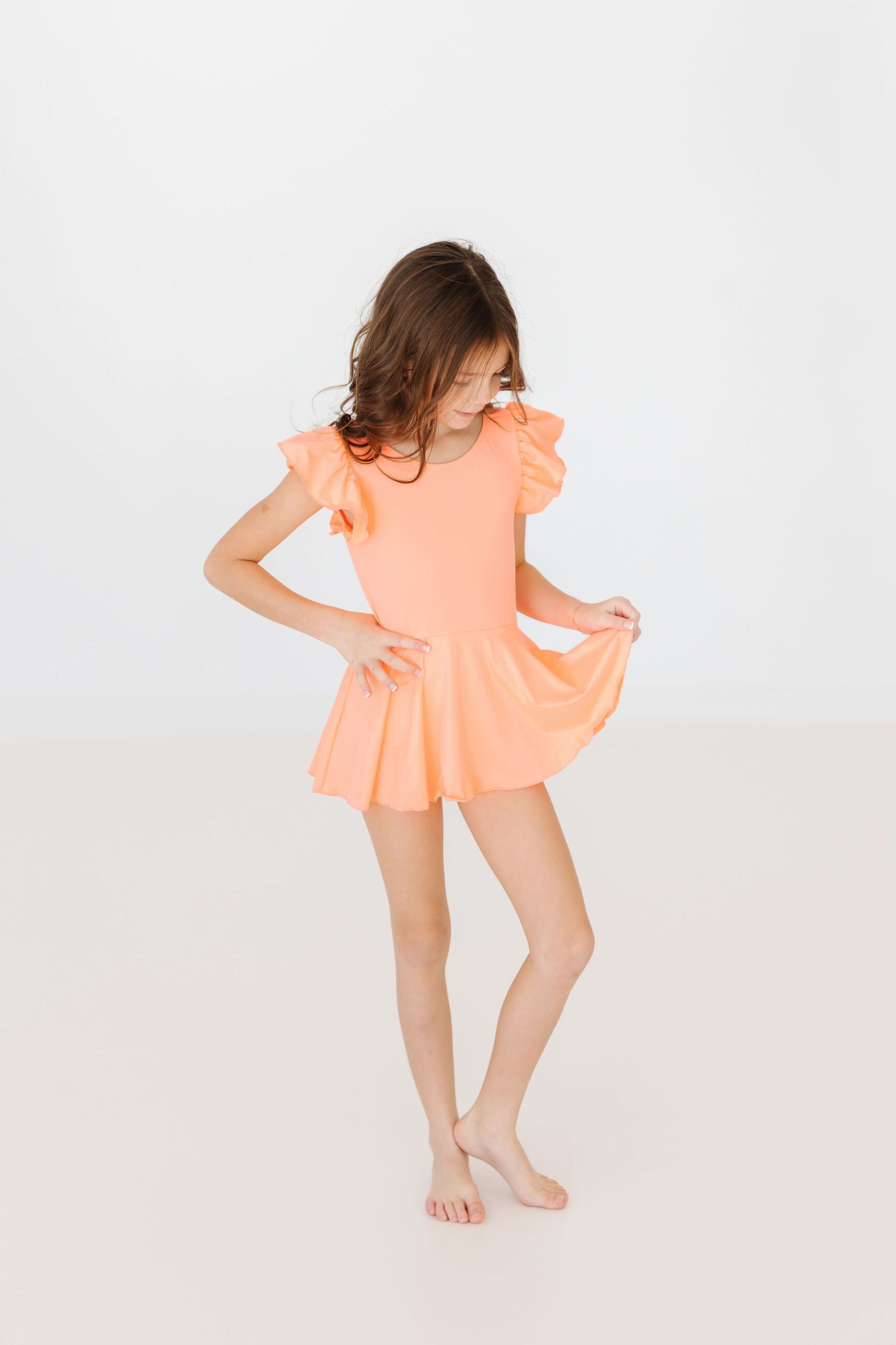 Neon Coral S/s Twirl Leotard