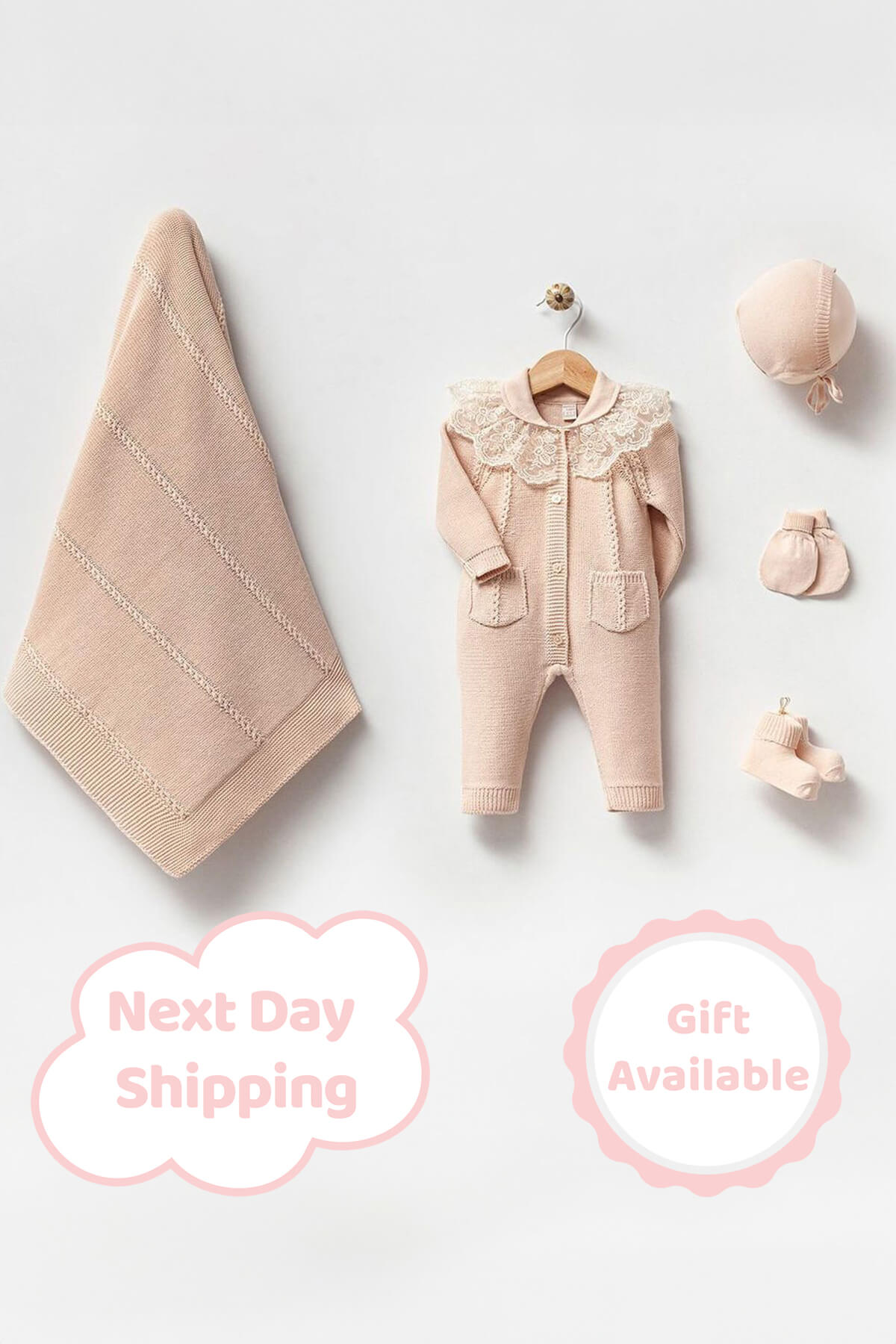 Adrian Beige Knit Newborn Coming Home Set (5 Pcs)