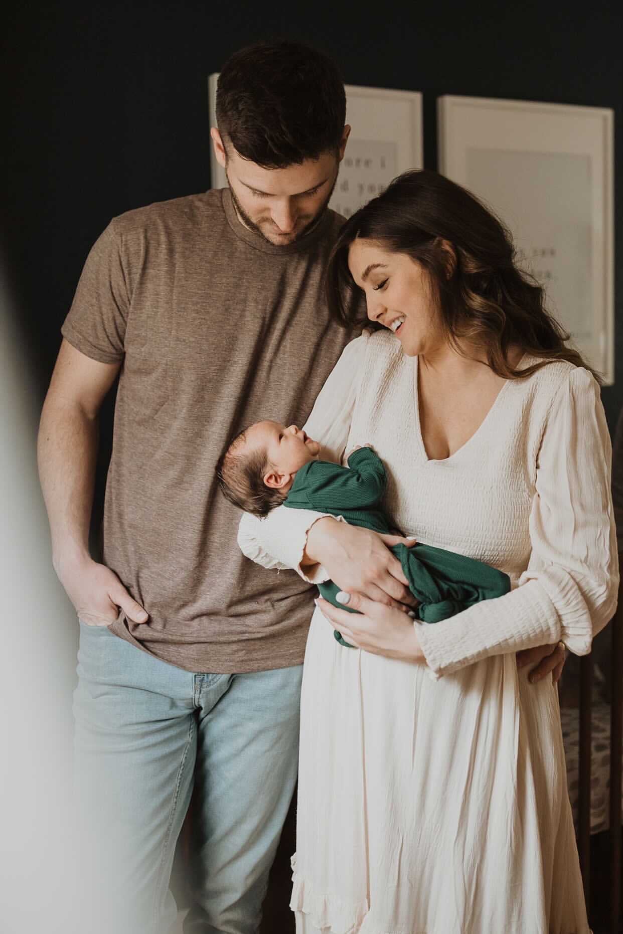 Forest Green Knotted Newborn Baby Gown